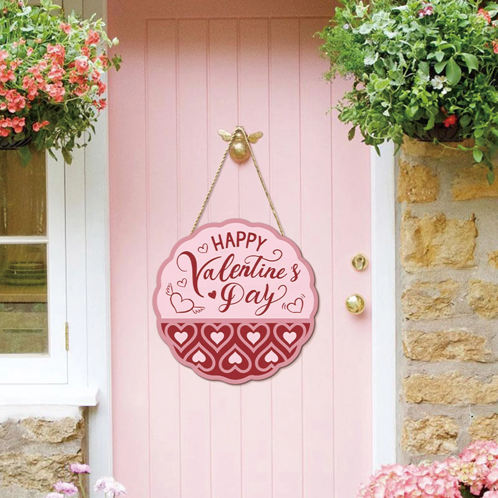 Valentine's Day Party Love Wooden Tag Circular Creative Wall Decoration Pendant Valentine's Day Door Sign
