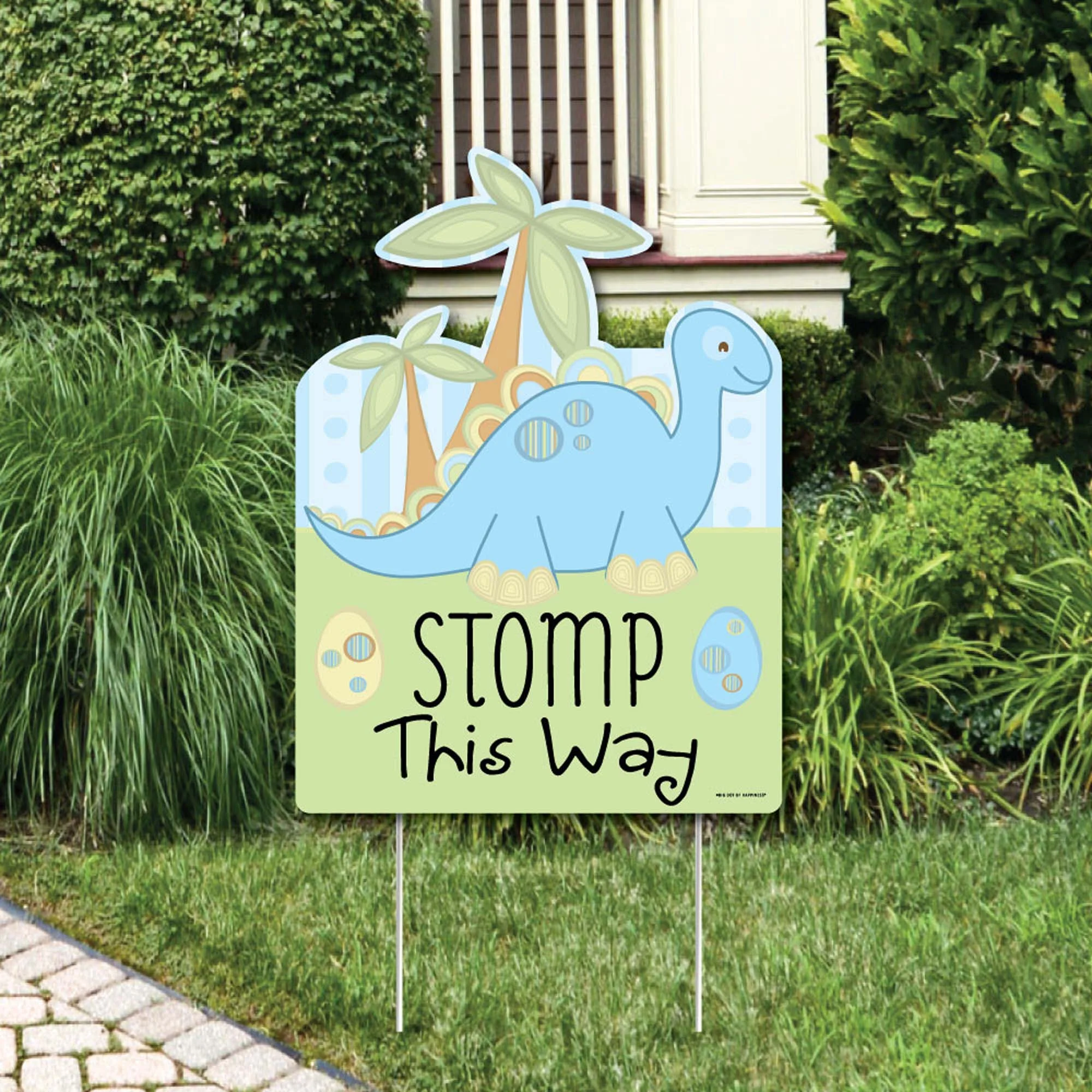Big Dot of Happiness Baby Boy Dinosaur - Party Decorations - Baby Shower or Birthday Party Welcome Yard Sign