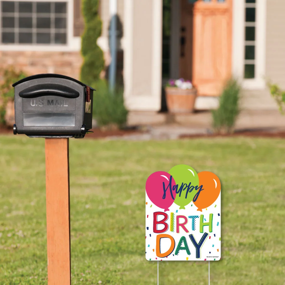 Big Dot of Happiness Cheerful Happy Birthday - Outdoor Lawn Sign - Colorful Birthday Party Yard Sign - 1 Piece