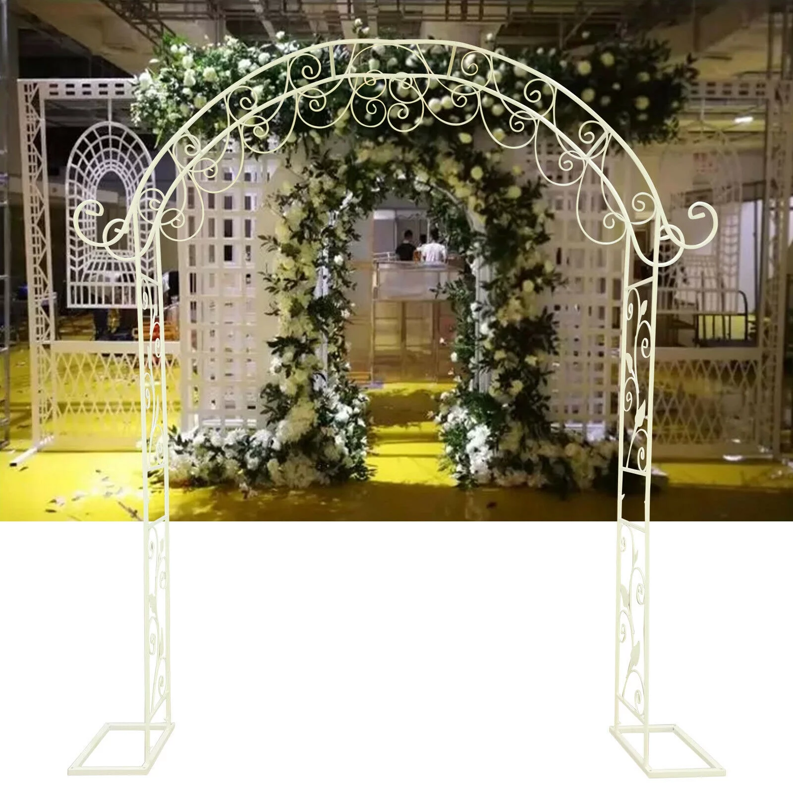 7.7 Ft Tall Wedding Arch Metal Outdoor Garden Backdrop Rack Party Decoration