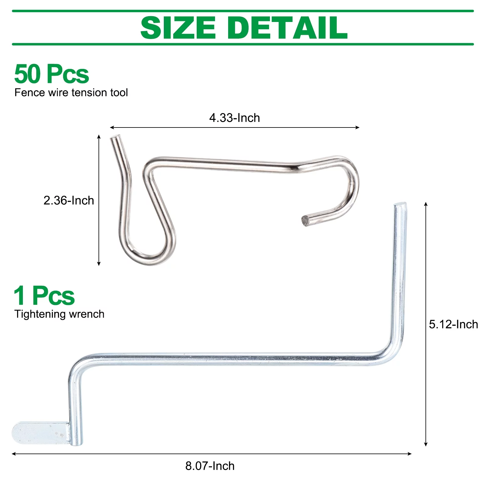 Fence Wire Tensioner Tool with Tightener Handle Stainless Steel Barb Wire Tension 50 Pack