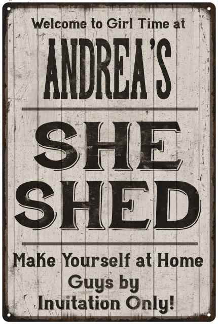 ANDREA'S She Shed signPersonalized Lady Cave Gift 8x12 Metal Sign 108120082084