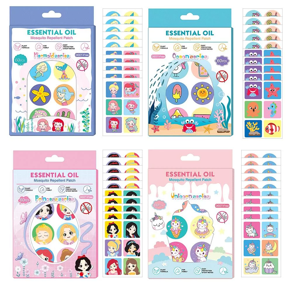 240PCS Mosquito Repellent Stickers 4 Boxes Anti Mosquito Cartoon Plasters for Indoor and Outdoor Use
