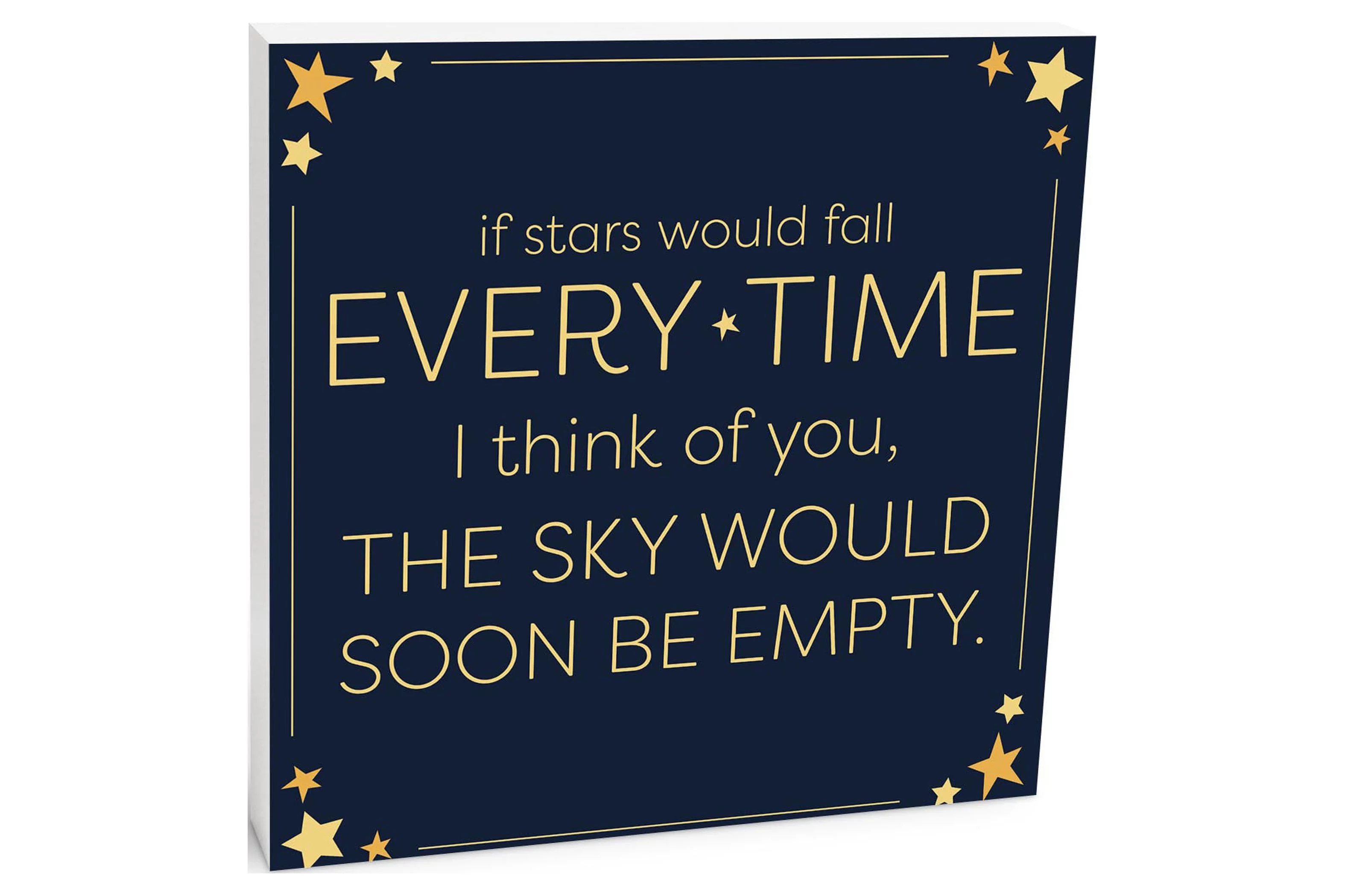 Stars Fall Think Of You Slate Grey Stars 10 x 10 Wood Tabletop Sign Plaque