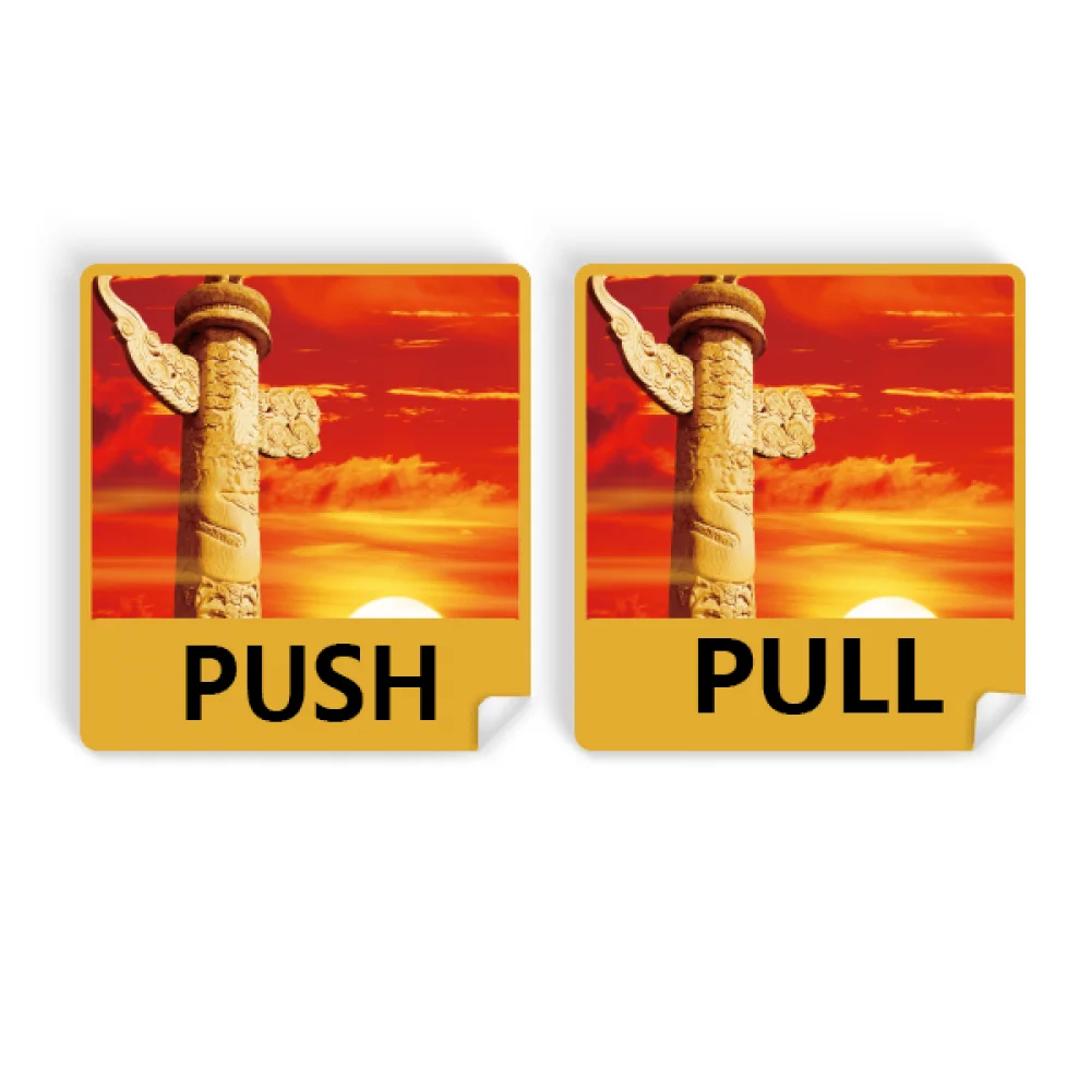 Red Sun Sky Ornamental Column China Push Pull Door Sign Vinyl Stickers Shop