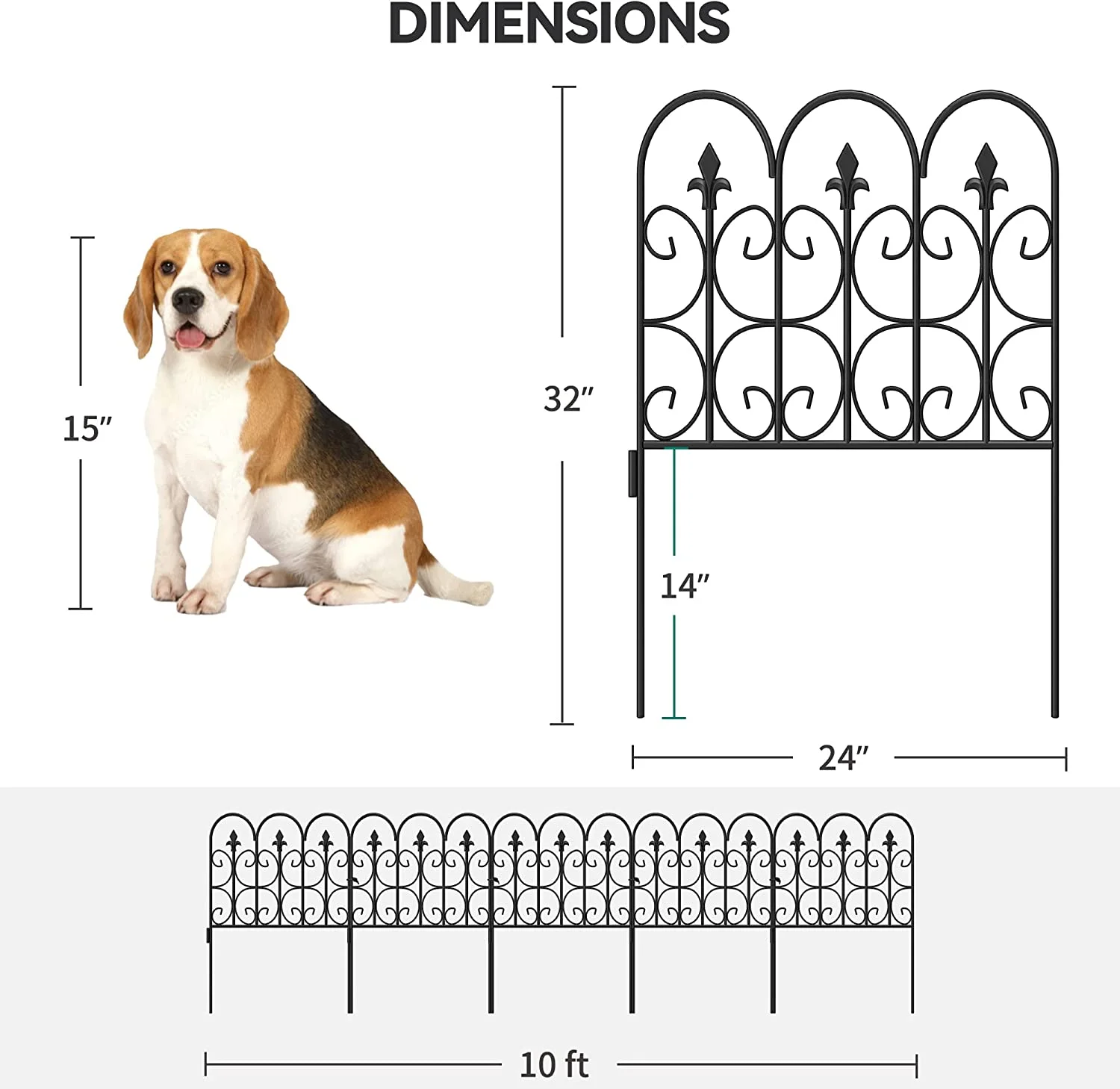 DWVO Decorative Garden Fence 5 Pack 24