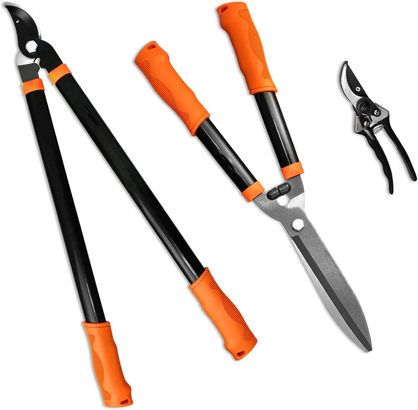3 Piece Combo Garden Tool Set with Lopper, Hedge Shears and Pruner Shears, Tree & Shrub Care Kit…