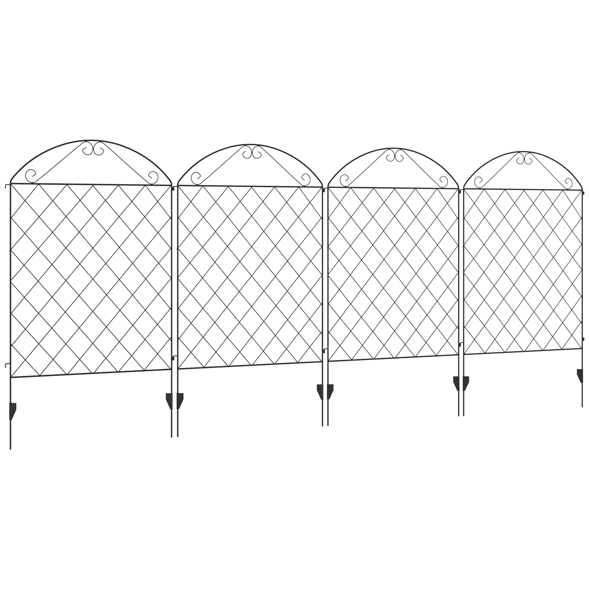 Outsunny Garden Fencing for Border Edging, Decor 11.5', 4 Pack, Arched