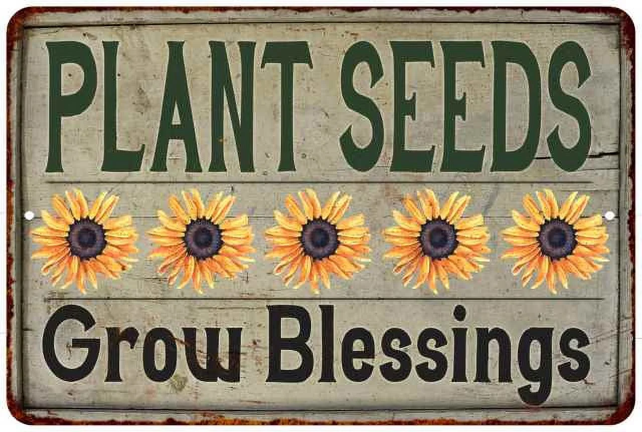 Plant Seeds Grow Blessings Vintage Look Garden Chic 8 x 12 High Gloss Metal 208120020039