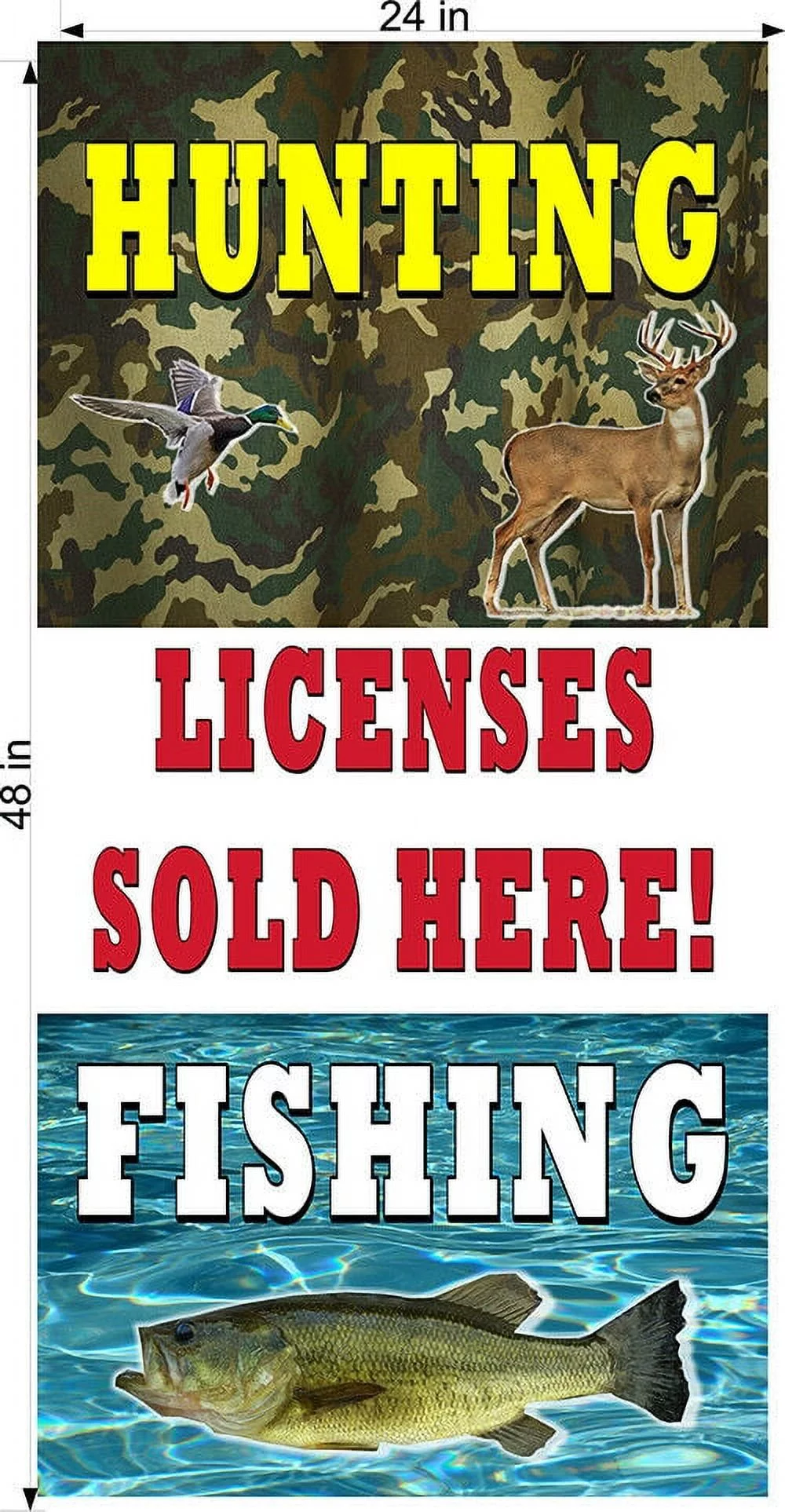 Hunting and Fishing LICENSES Business Vertical Banner Various Sizes Vinyl Banners