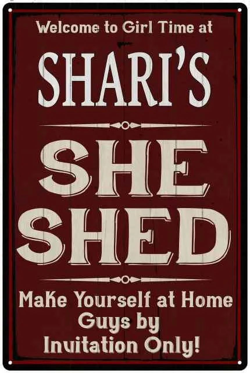 SHARI'S She Shed Red Sign Lady Cave 8 x 12 High Gloss Metal 208120088490