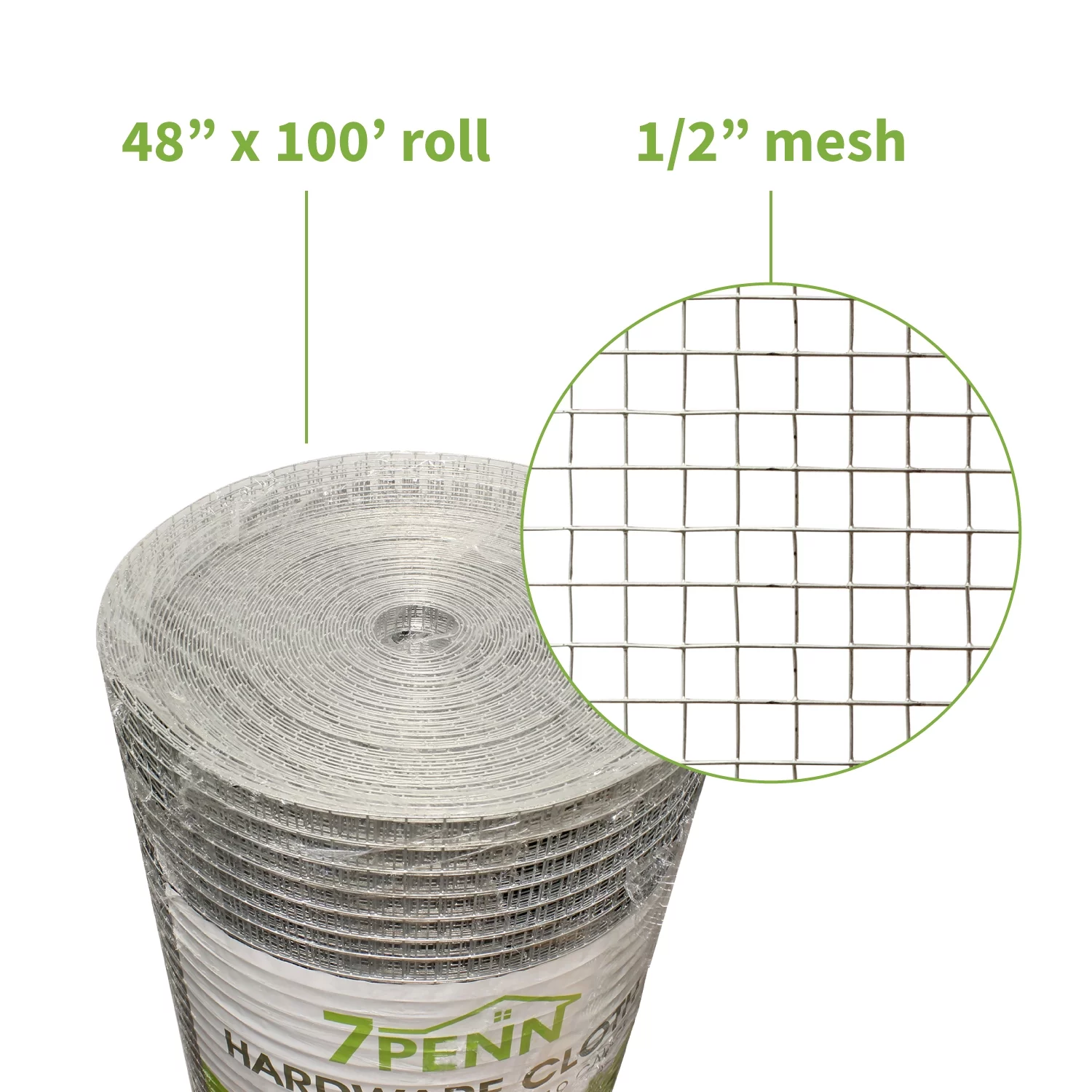 7Penn | Small Chicken Wire Fencing Wire Mesh Screen Roll – 1/2” x 48” x 100’