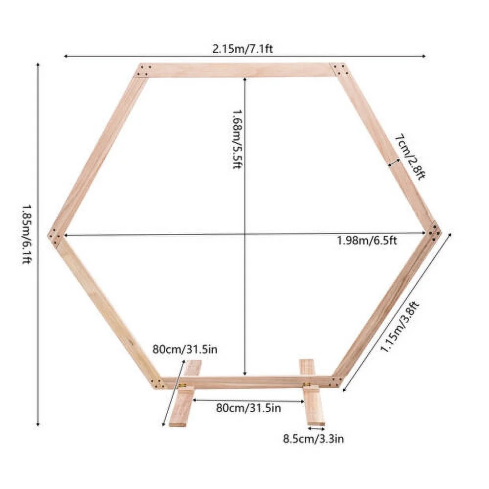 Wooden Wedding Hexagonal Arbor Backdrop Hexagon Wood Wedding Arch Frame Decor