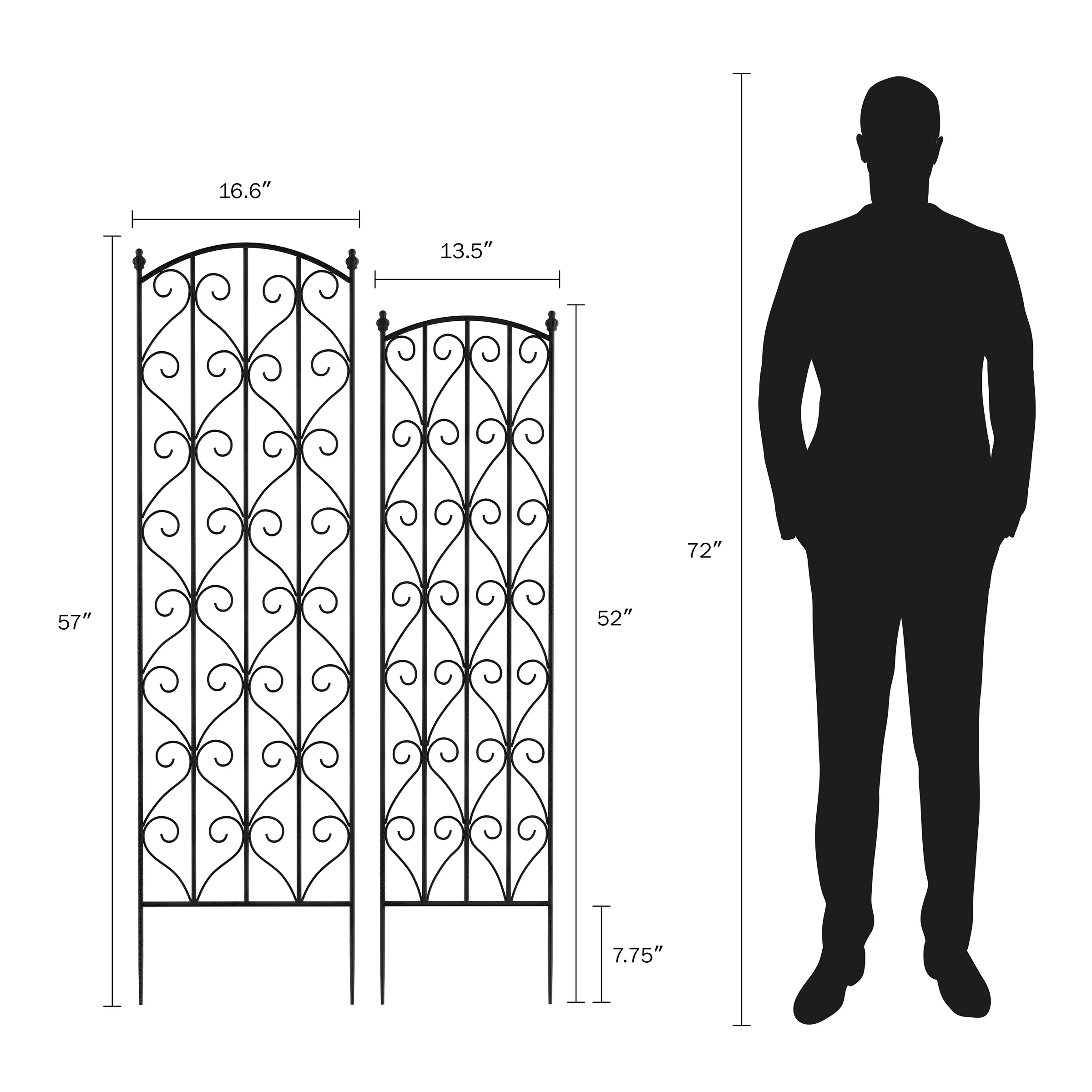 Pure Garden Metal Panel Decorative Garden Trellis (Black/Set of 2) (L) 16.6