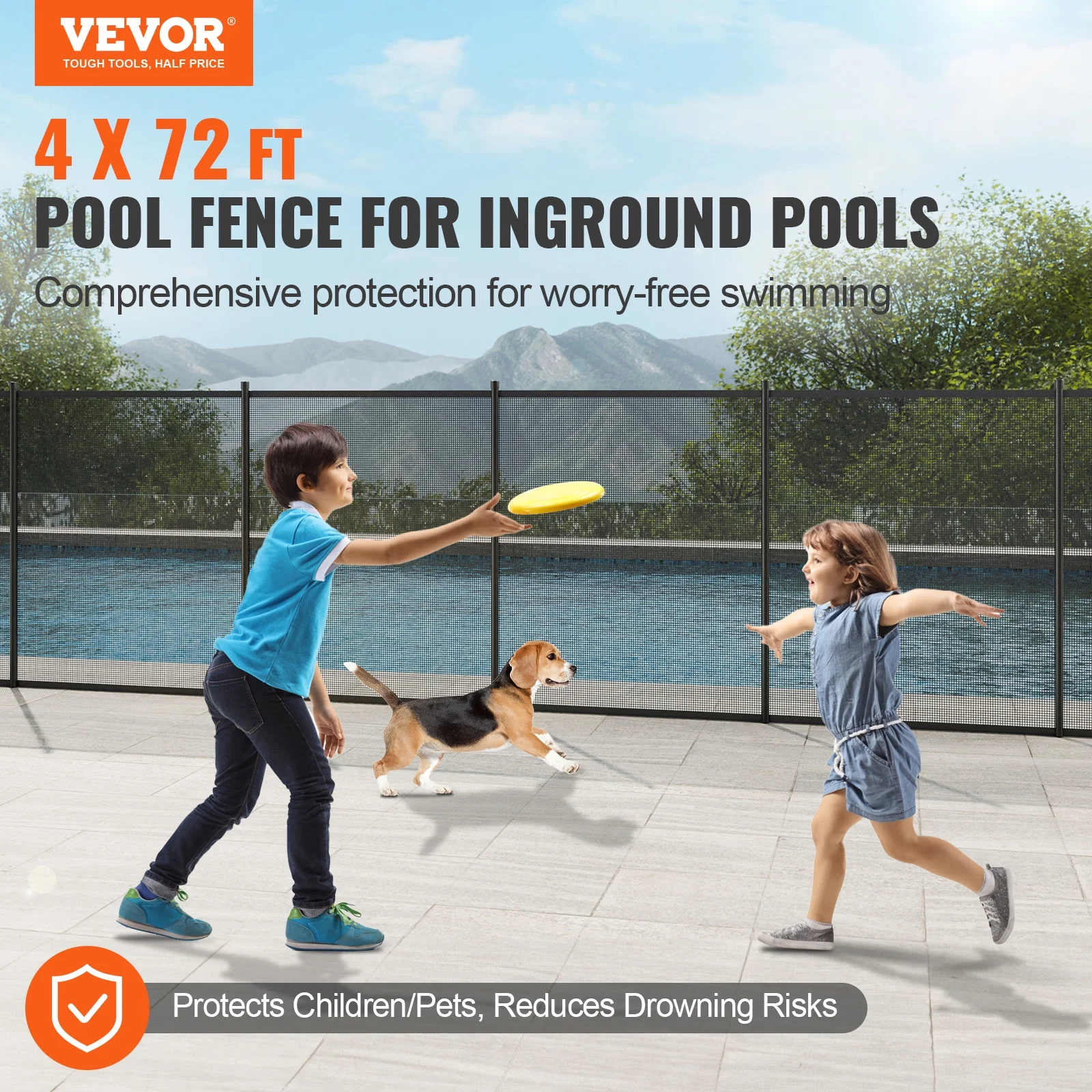 SKYSHALO 4 x 72 FT Removable Pool Fence Pool Fences for Inground Pools Outdoor