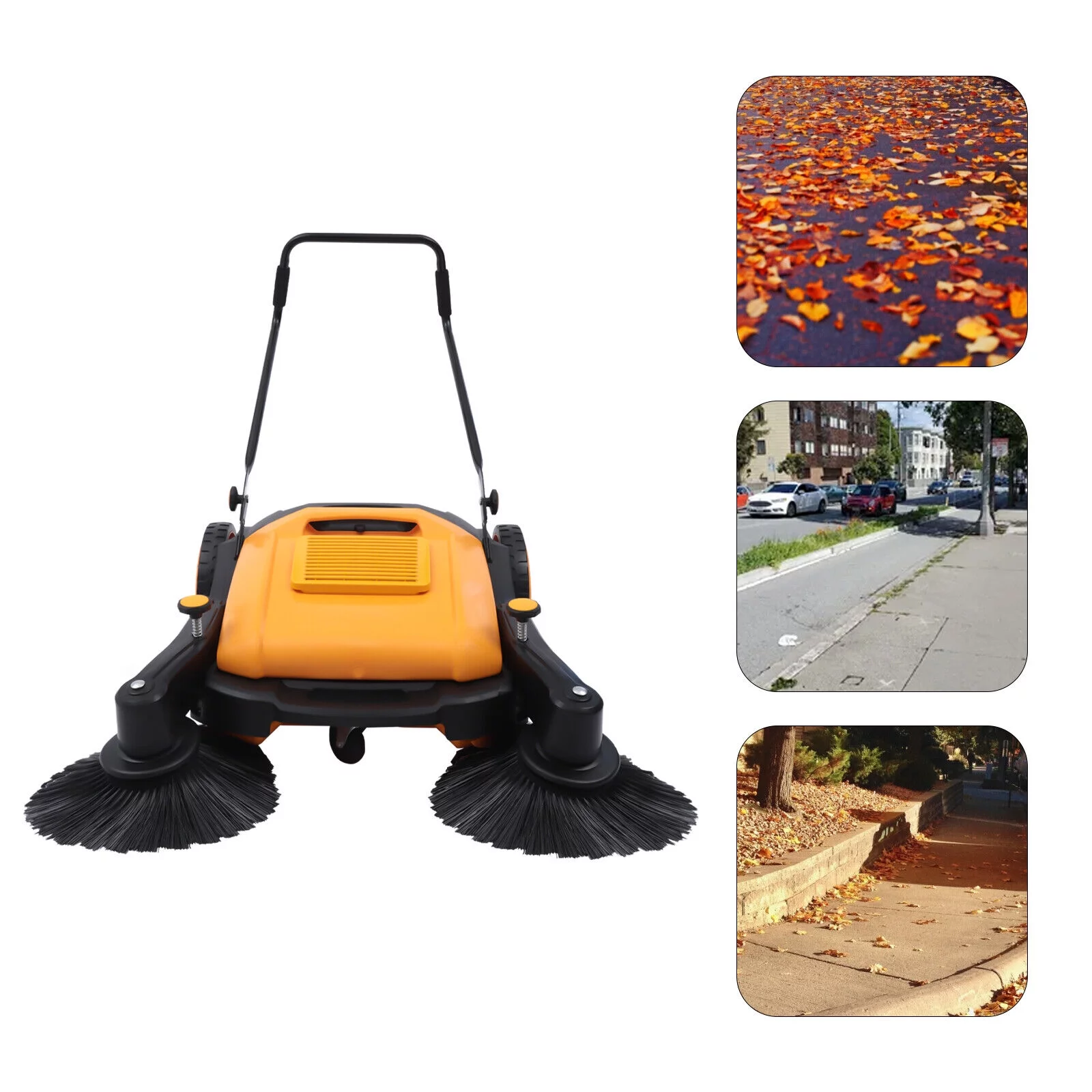 41'' Hand Push Sweeper,Manual Push Sweeper,Pavement Street Driveways Sweeping Cleaner 55L 14.53gal for Indoor Outdoor