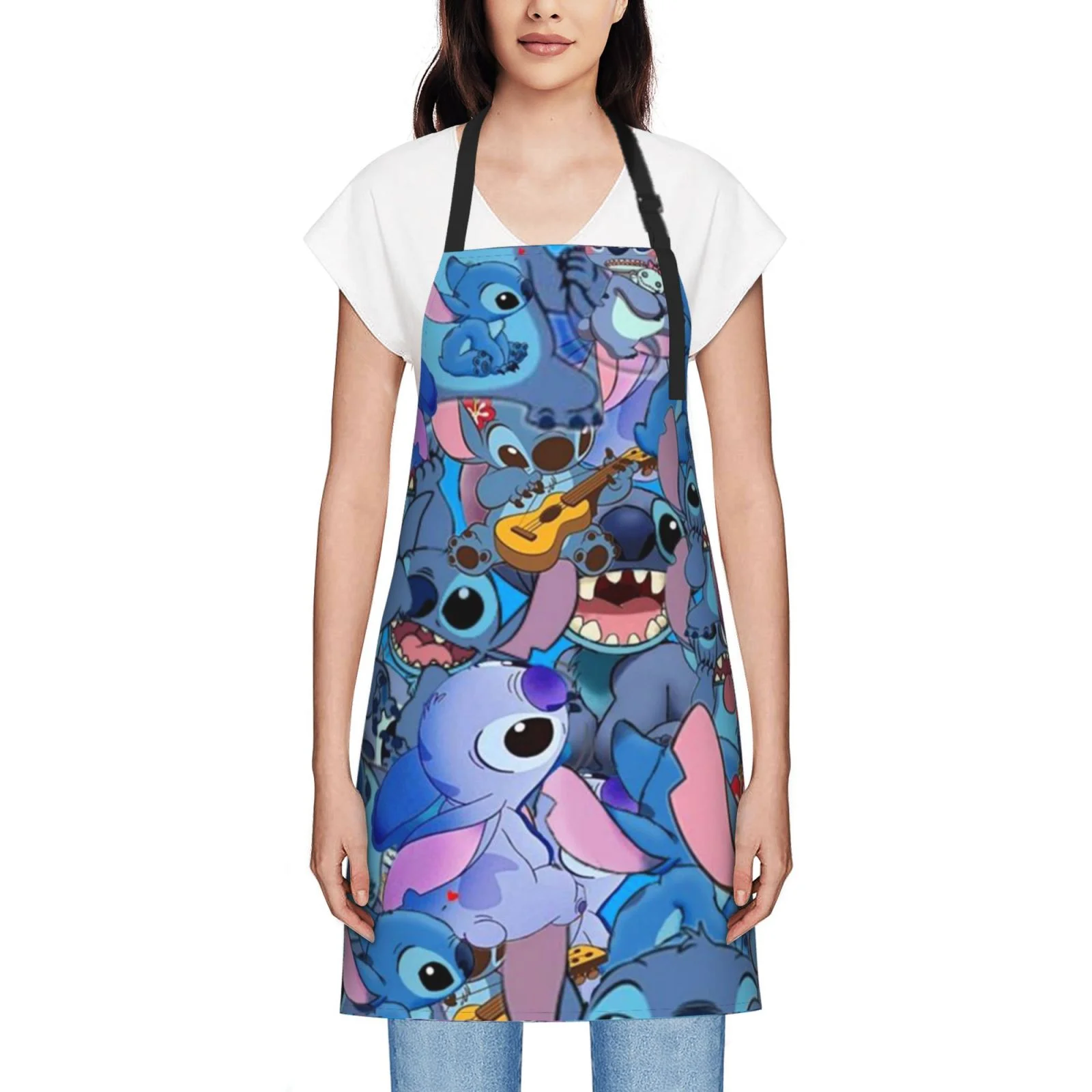 Cartoon Stitch Waterproof Apron Home Decor For Kitchen/Cooking/Gardening/Painting/BBQ/Baking/Chef/Craftsman