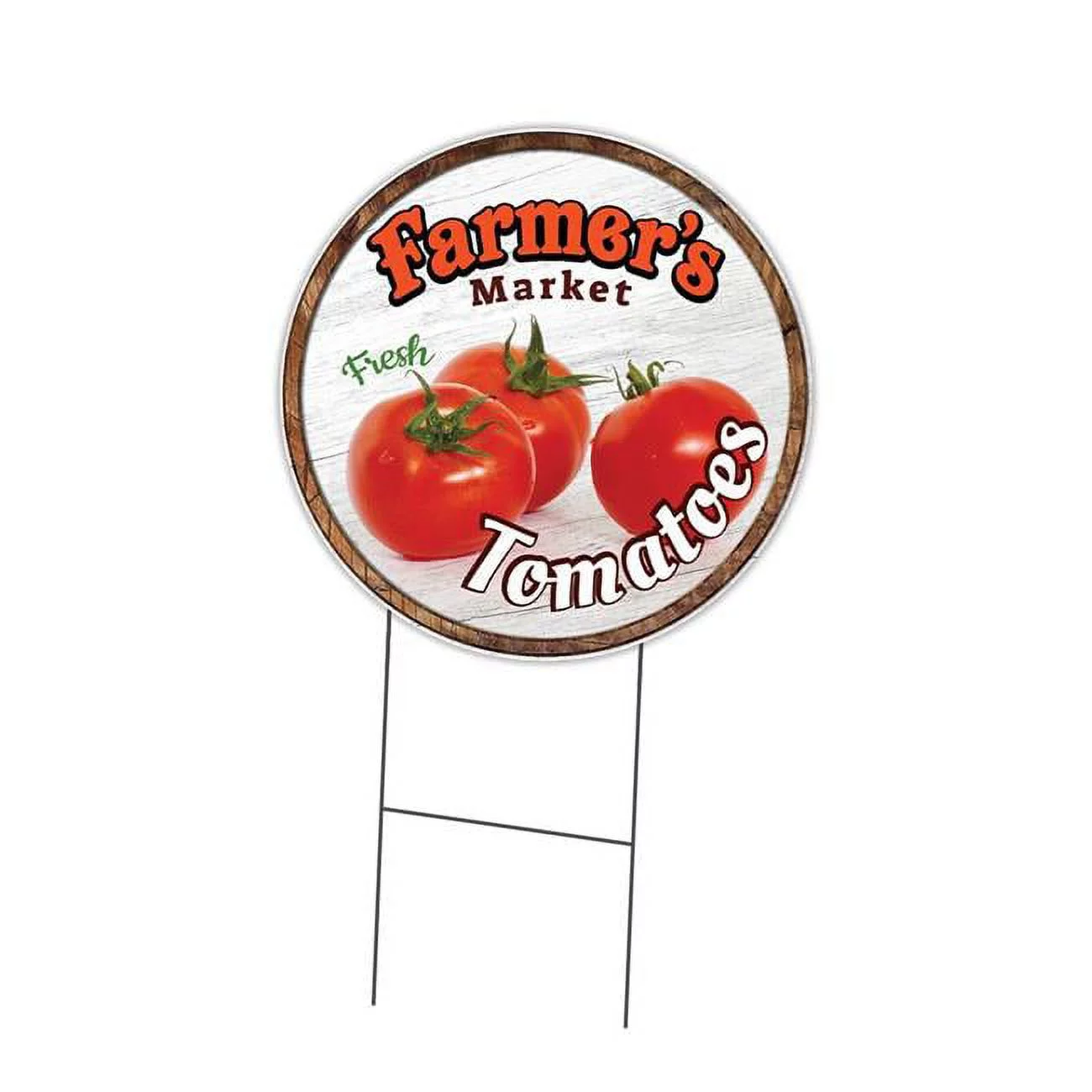 SignMission 16 x 24 in. Corrugated Plastic Sign with Stakes Circular - Farmers Market Tomatoes