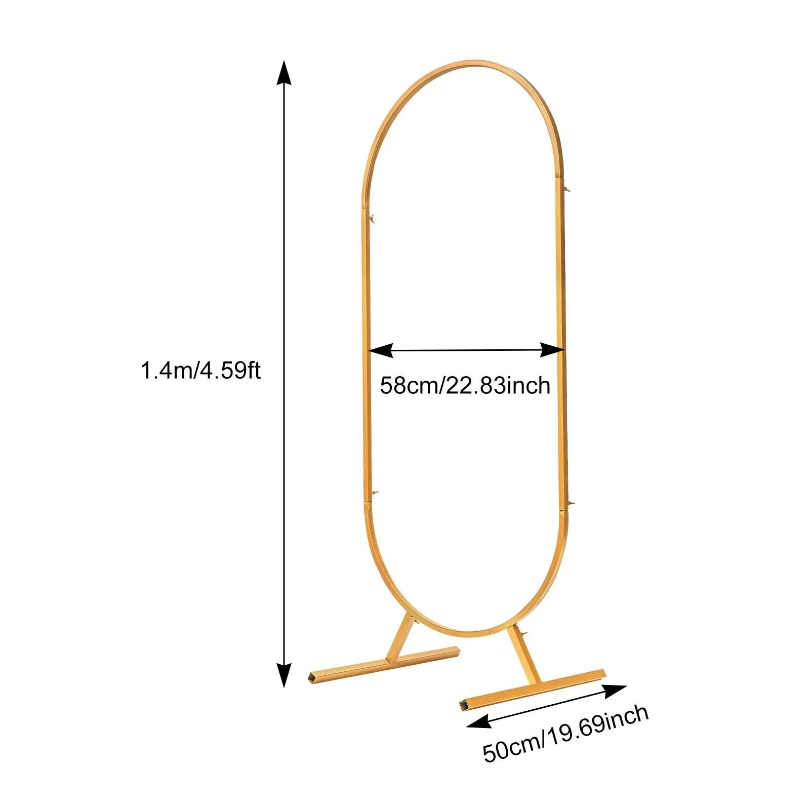 1.4-2M Oval Metal Wedding Arch Frame Garden Arbor Flowers Balloon Backdrop Stand