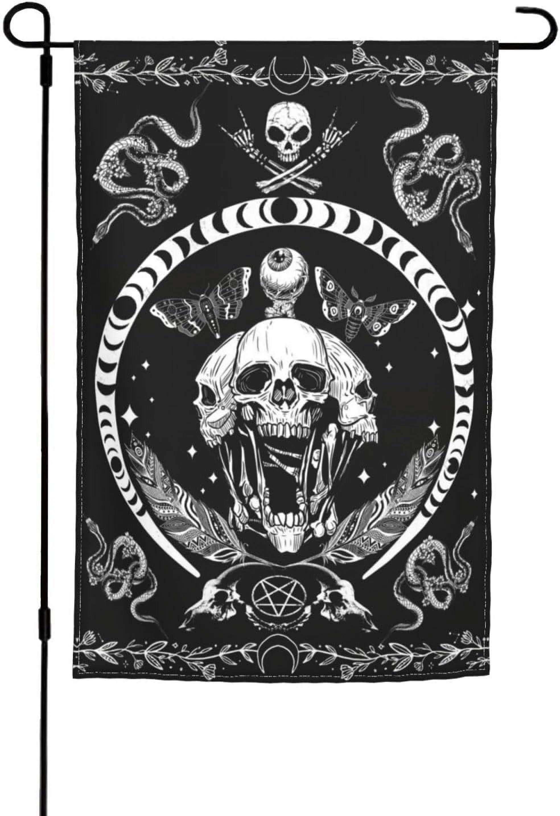 Skull Skeleton Halloween Garden Flag Welcome Party Outdoor Outside Decorations Picks Home House Garden Yard Decor