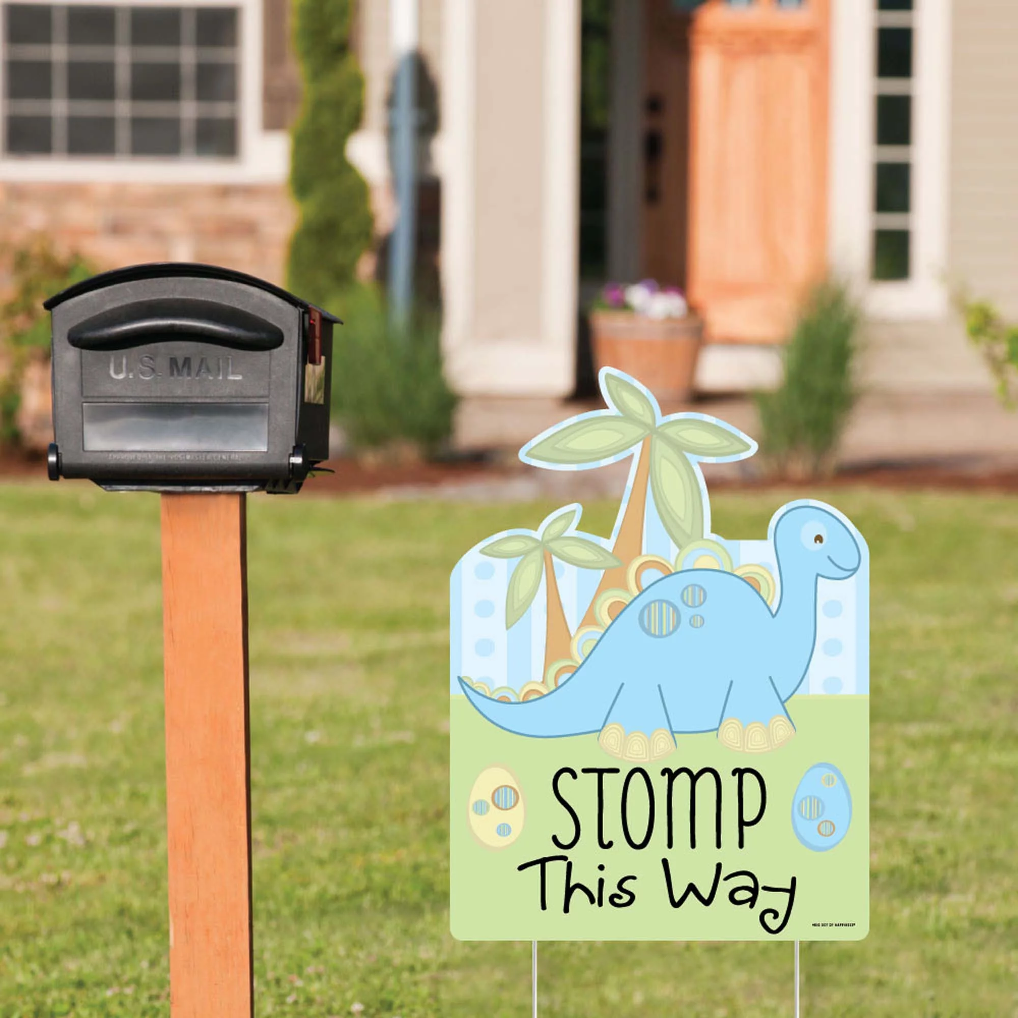 Big Dot of Happiness Baby Boy Dinosaur - Party Decorations - Baby Shower or Birthday Party Welcome Yard Sign