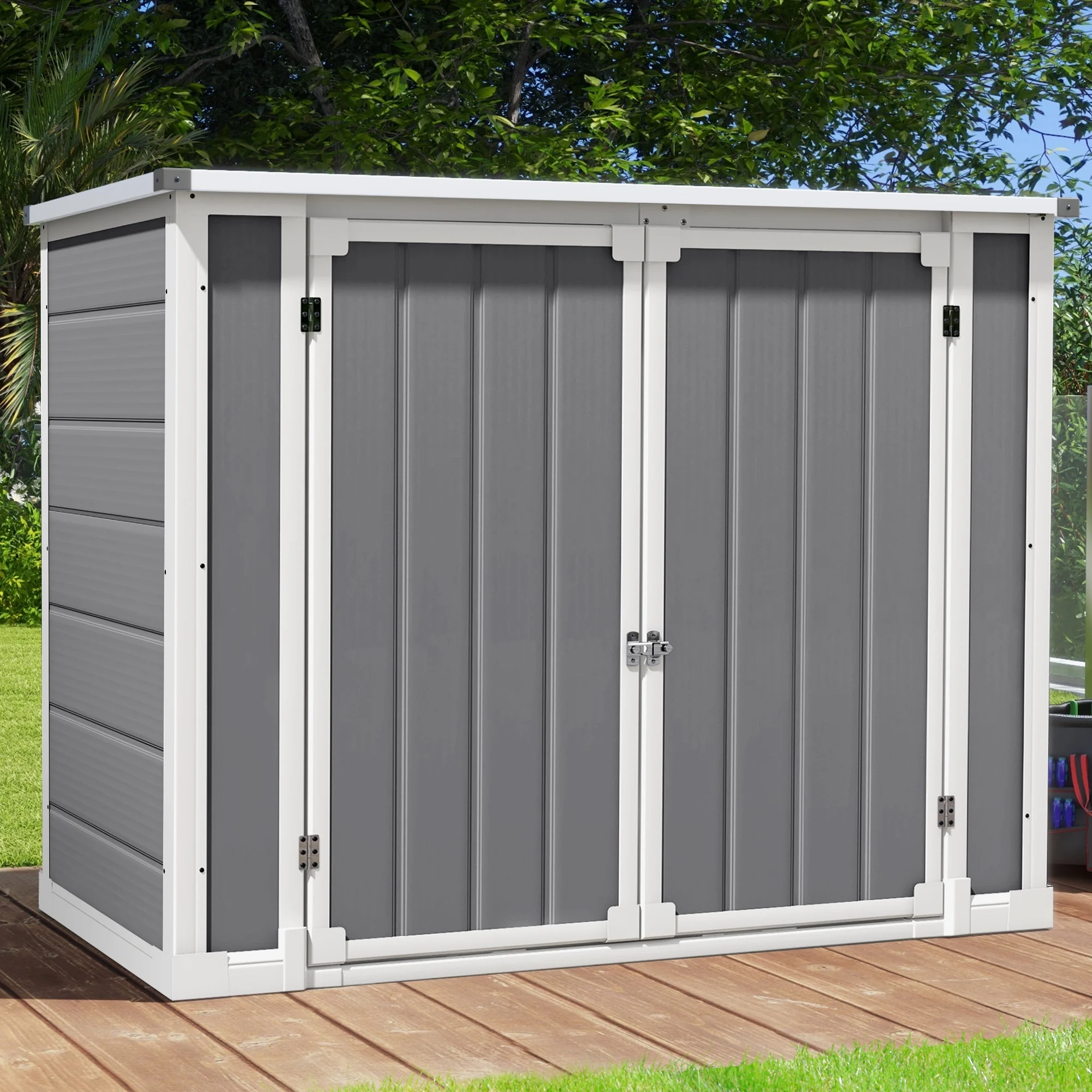 Dextrus 35Cu.ft Horizontal Resin Storage Shed Without Shelf, 4.7x2.5 FT All Weather Outdoor Storage Shed