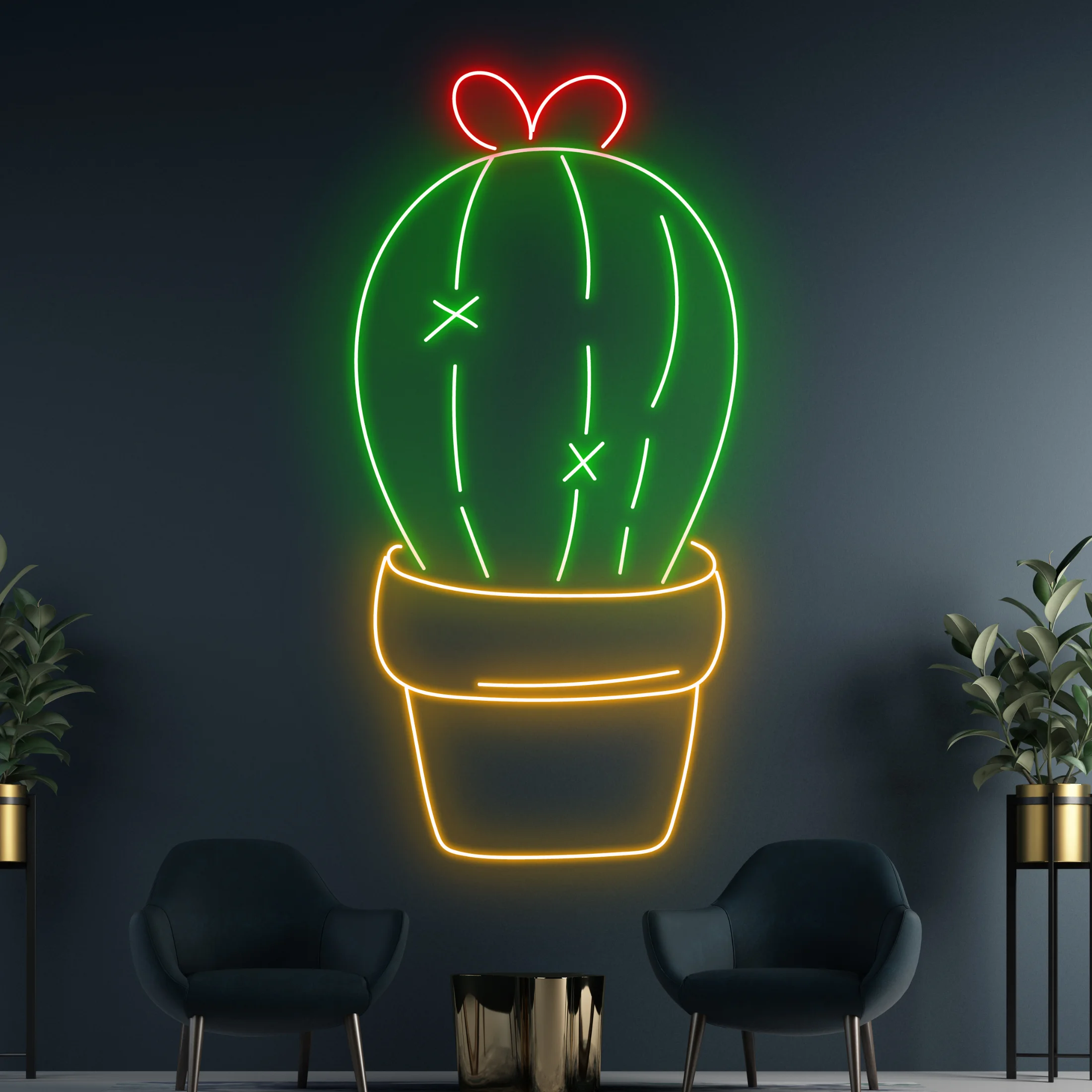 Glowneon Cactus Planter Neon Signs, Plan Flower Shop Wall LED Decor