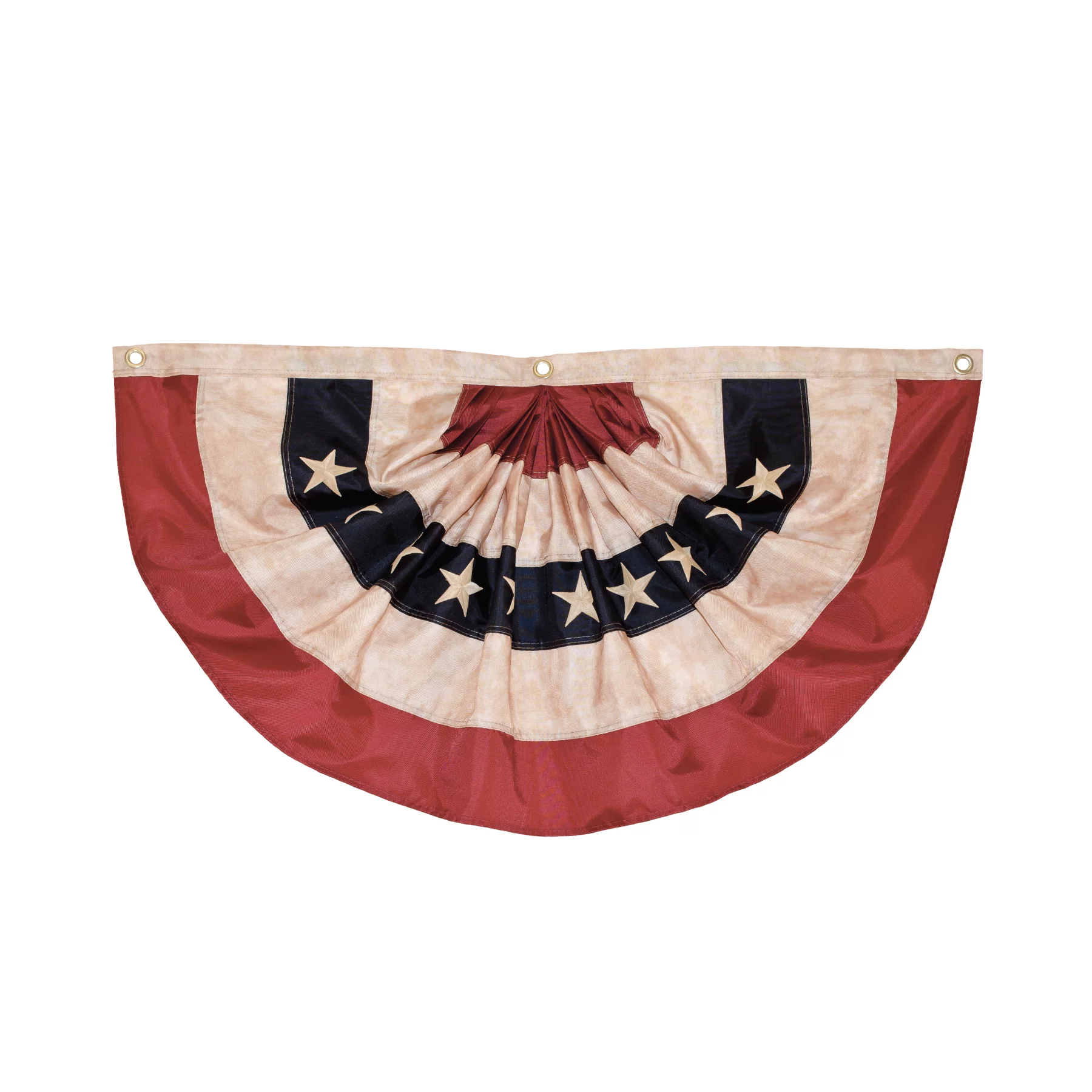 In the Breeze 3678 — Stars and Stripes Pleated Fan Bunting, Antiqued/Tea-Stained, 2' x 4'