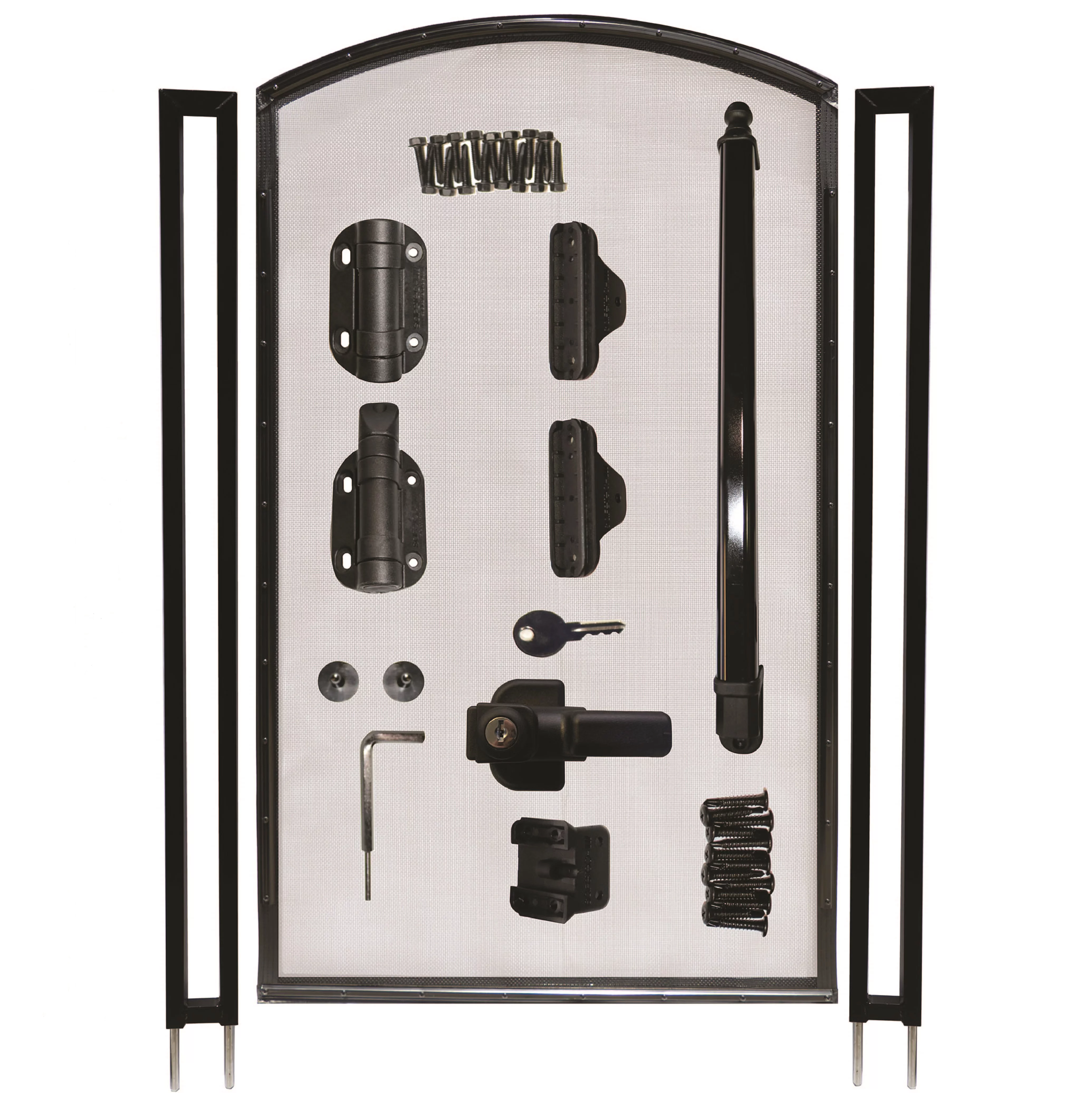2.5 ft. W X 4 ft. H Pool Fence DIY Gate in Brown with Self-Closing, Self-Latching Hardware & Arch Top