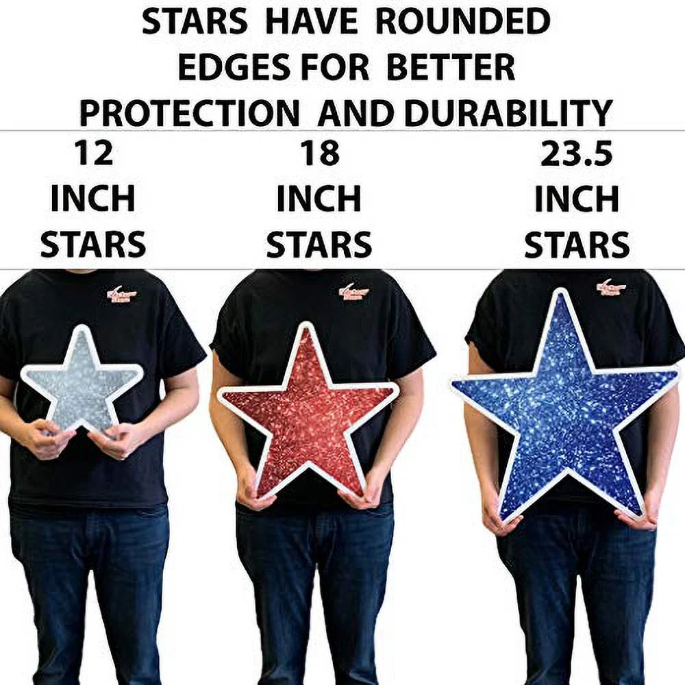 VictoryStore Yard Decorations Accessories: Patriotic Stars Yard Signs, Rounded Corners, 18pcs, Includes Stakes, 19263