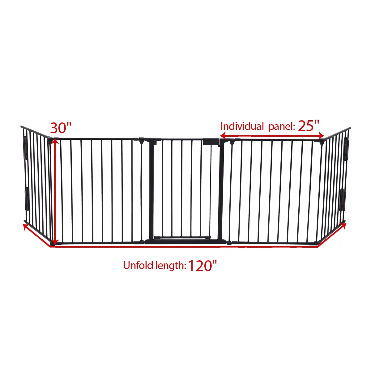 Veryke Pet Gate, Safety Gate, Fireplace Fence Baby Safety Fence 6 Panel Safety Play Yard for Kids Toddler Baby