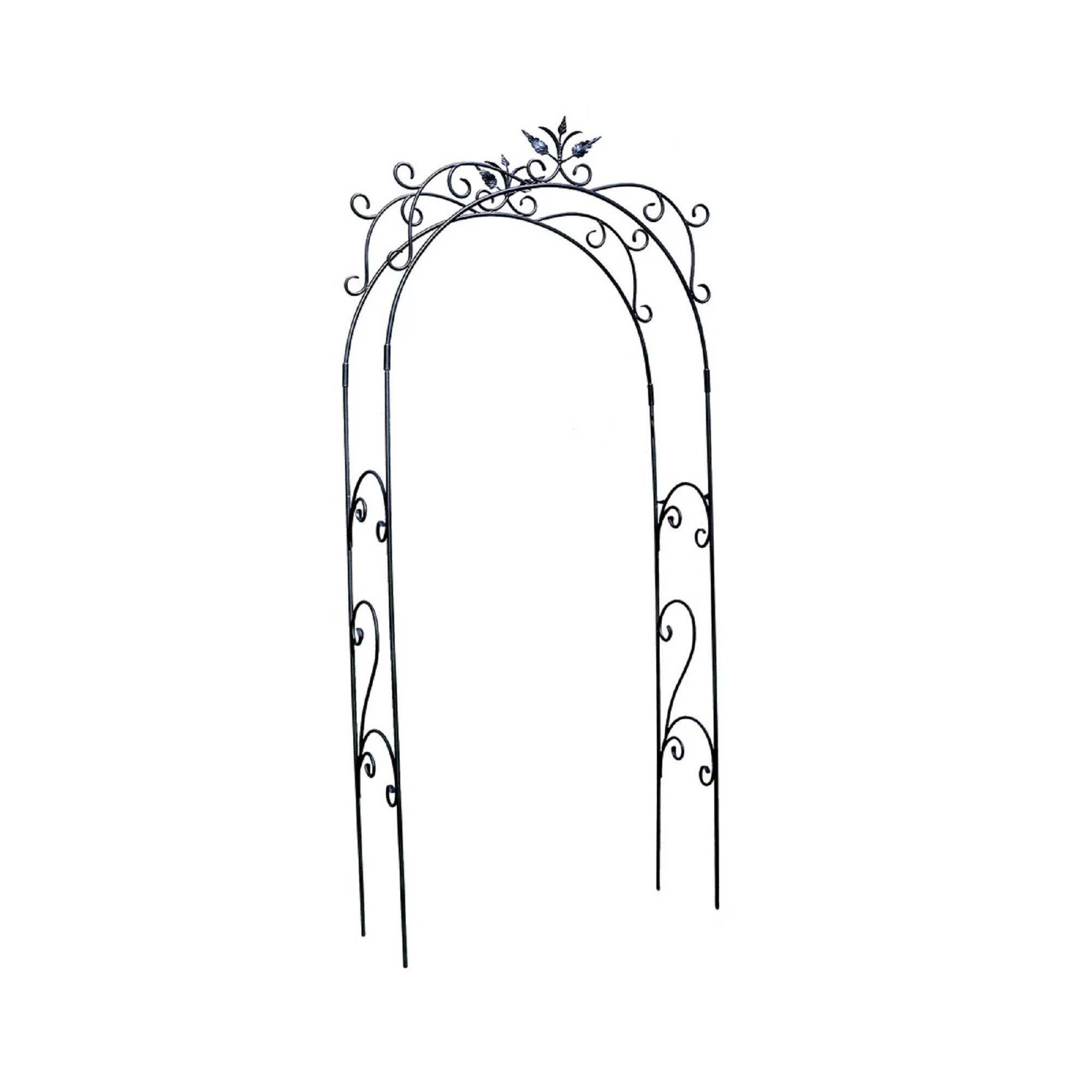 Achla Designs Elegant Handcrafted Tuileries Garden Arbor, 113 Inch Tall, Graphite Powder Coated Finish