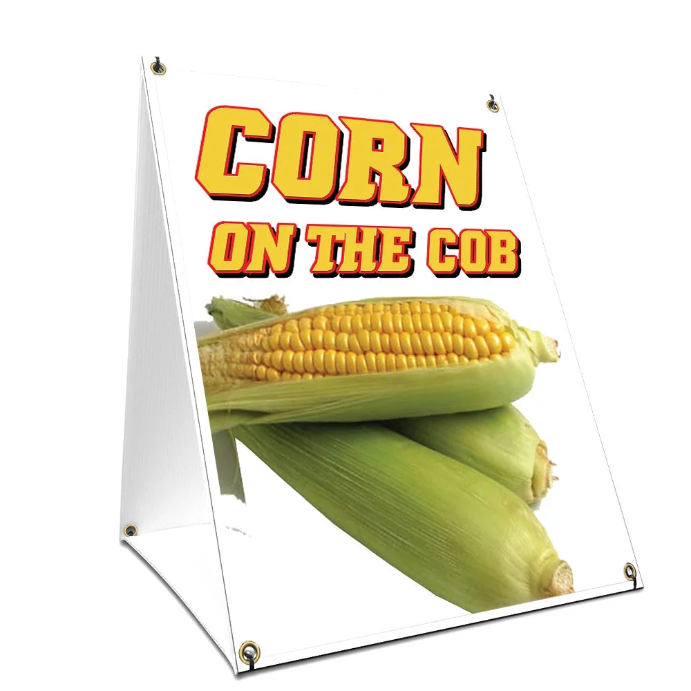 A-frame Sidewalk Corn On The Cob Sign With Graphics On Each Side | 24