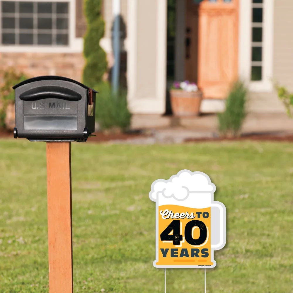 Big Dot of Happiness Cheers and Beers to 40 Years - Outdoor Lawn Sign - 40th Birthday Party Yard Sign - 1 Piece