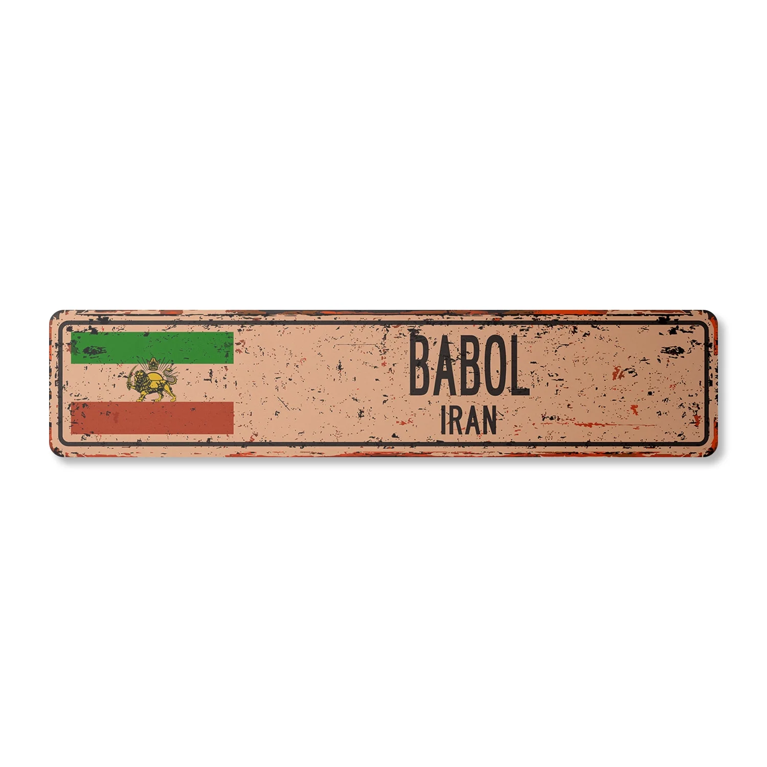 BABOL IRAN Vintage Plastic Street Sign Iranian flag city country road wall gift | Indoor/Outdoor | 36