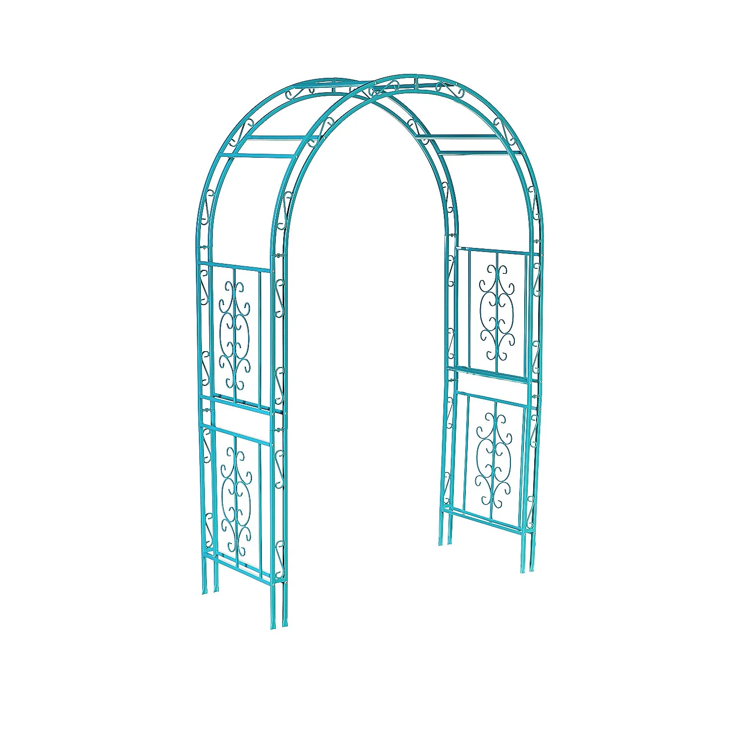 Evergreen Montebello Iron Garden Arbor, Coastal Blue- 53 x 84 x 23 Inches Fade and Weather Resistant Outdoor Decor
