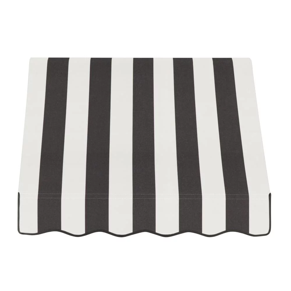 Awntech 3.375 ft Dallas Retro Fixed Awning Acrylic Fabric, Black/White Stripe