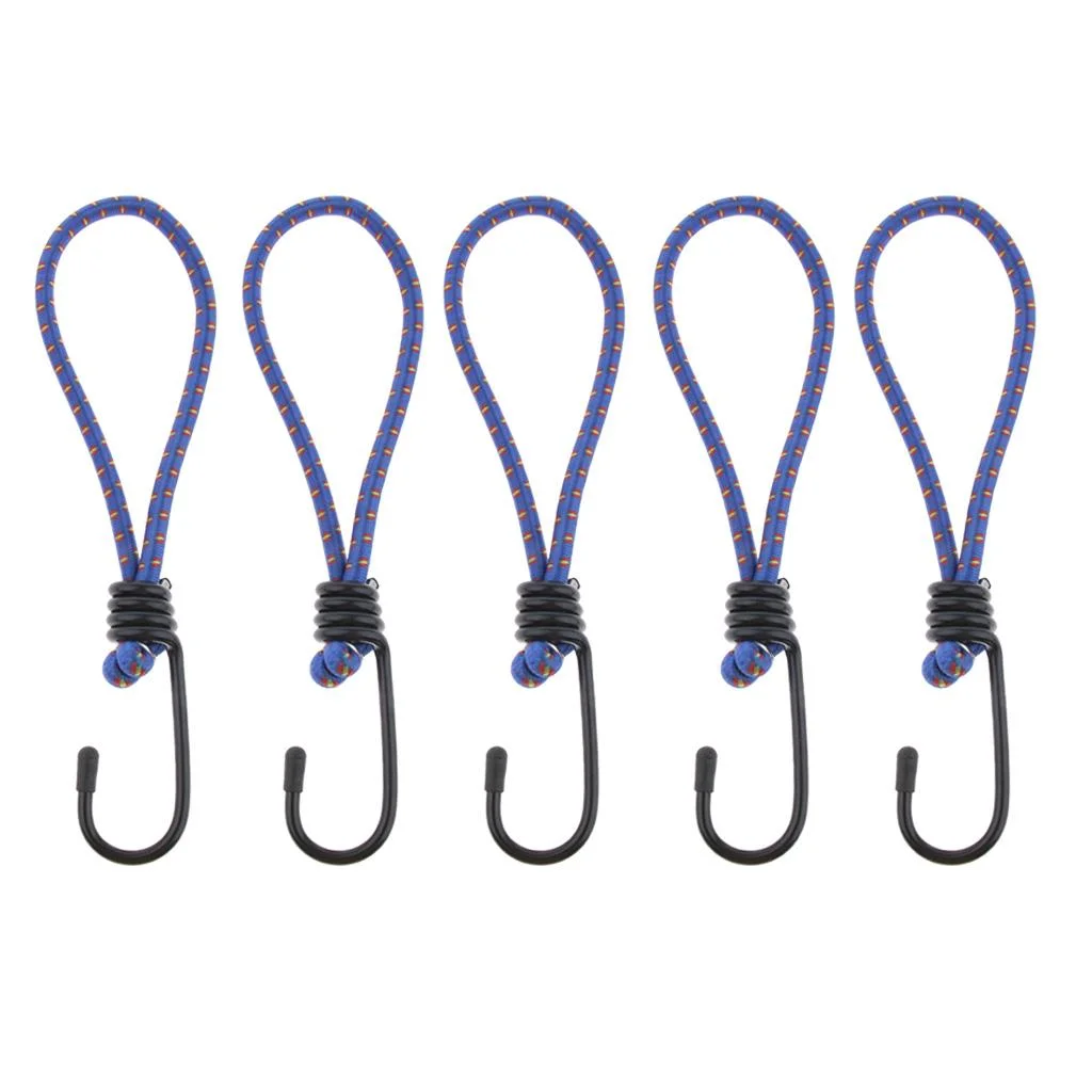 GARENDE 5x5 Pcs Bungee Hook Tie - Tarpaulin Elastic Stretch Cord Straps with Hook 6mm
