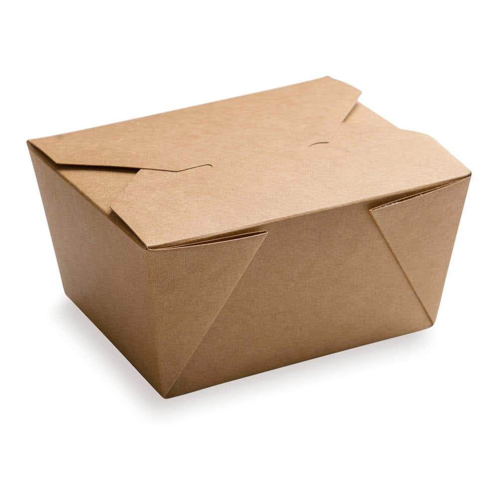 Bio Tek 30 oz Rectangle Kraft Paper #1 Bio Box Take Out Container - 5