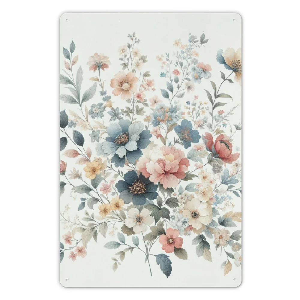 WERPE Watercolor Wildflowers Whimsical Watercolor Wildflowers Wall Decor 8*12in 8x12in