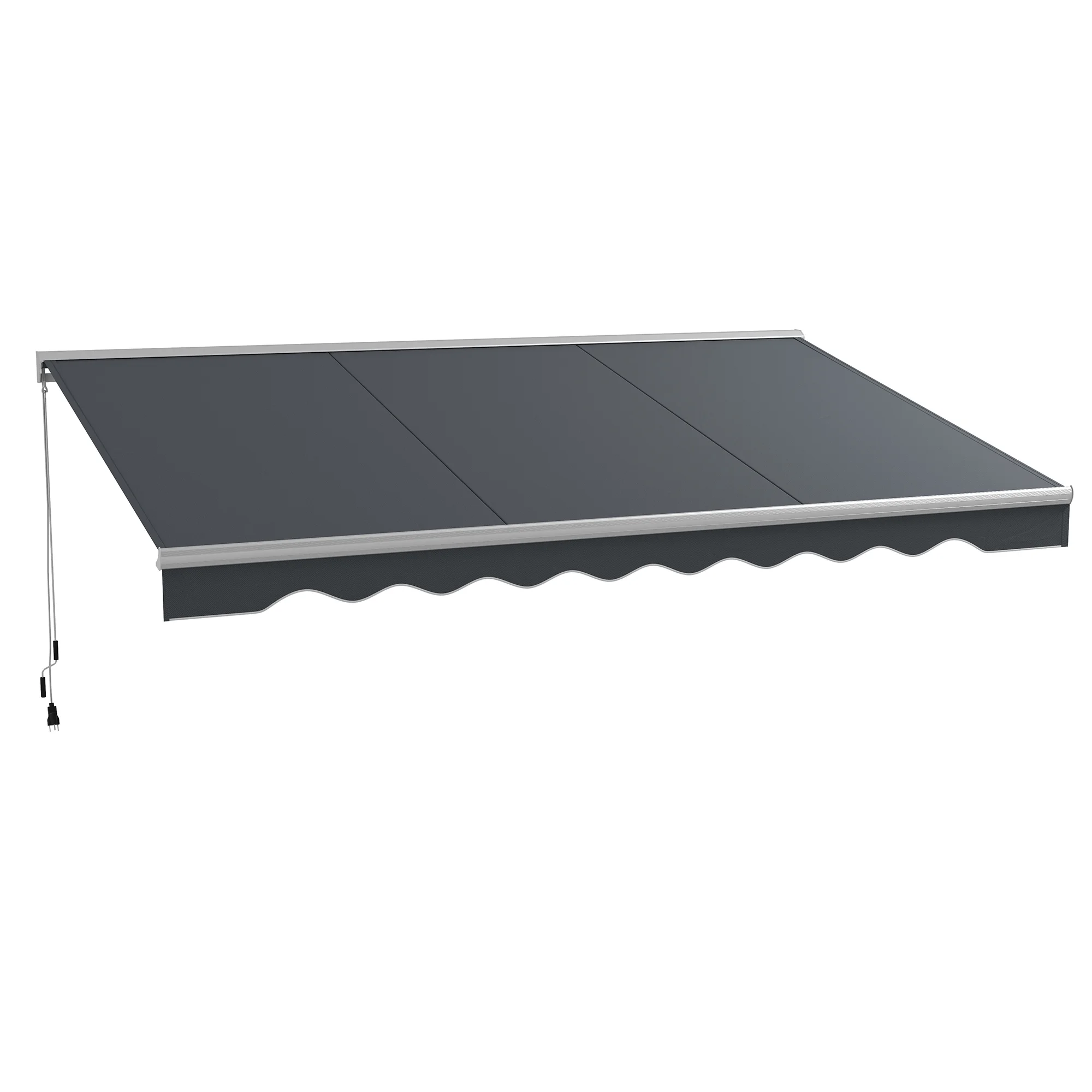Outsunny 16.5' x 10' Electric Retractable Awning w/ LED Lights, Dark Gray