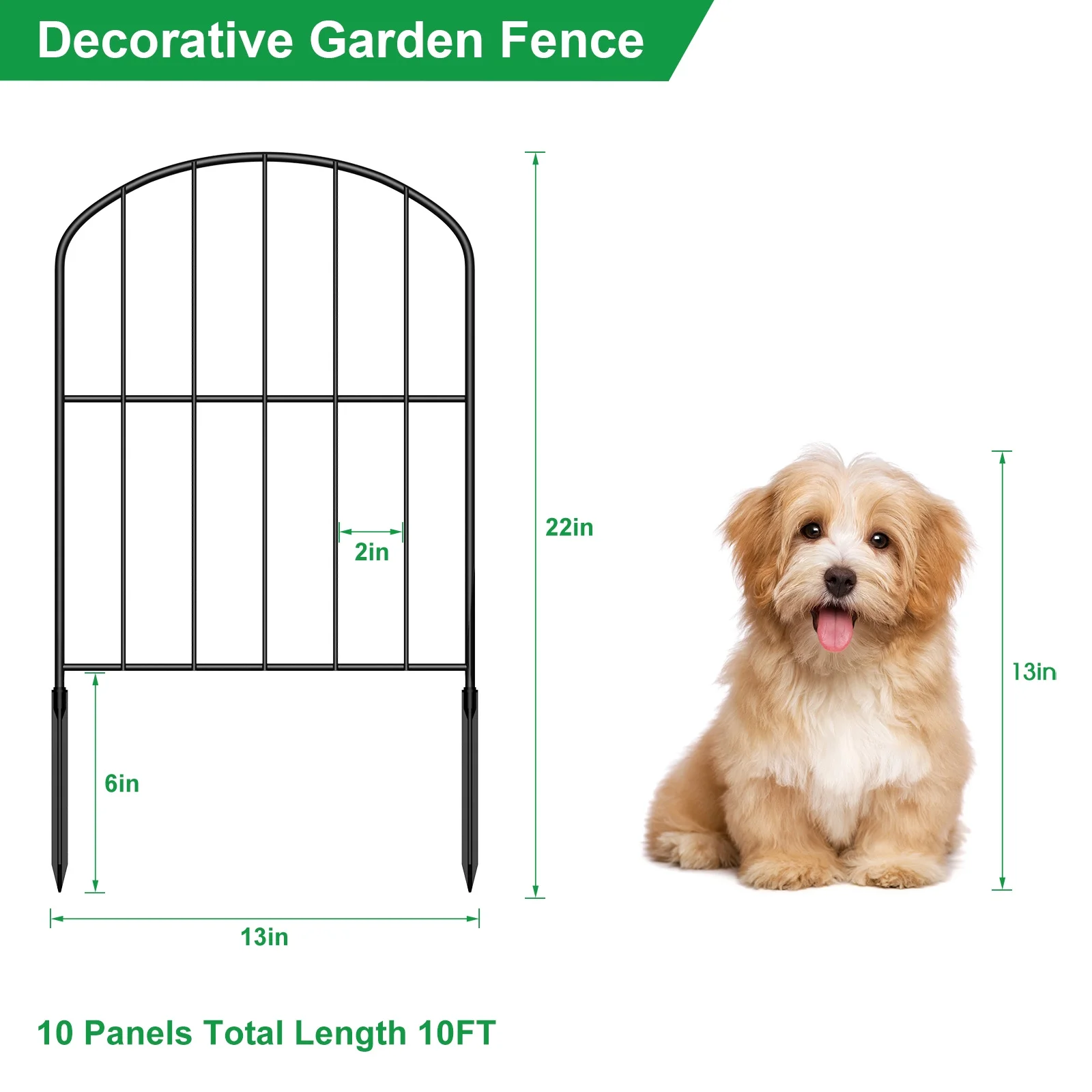 13 in (L) x 22 in (H) Outdoor Rustproof Wire Animal Fence, Arched (10 pcs)