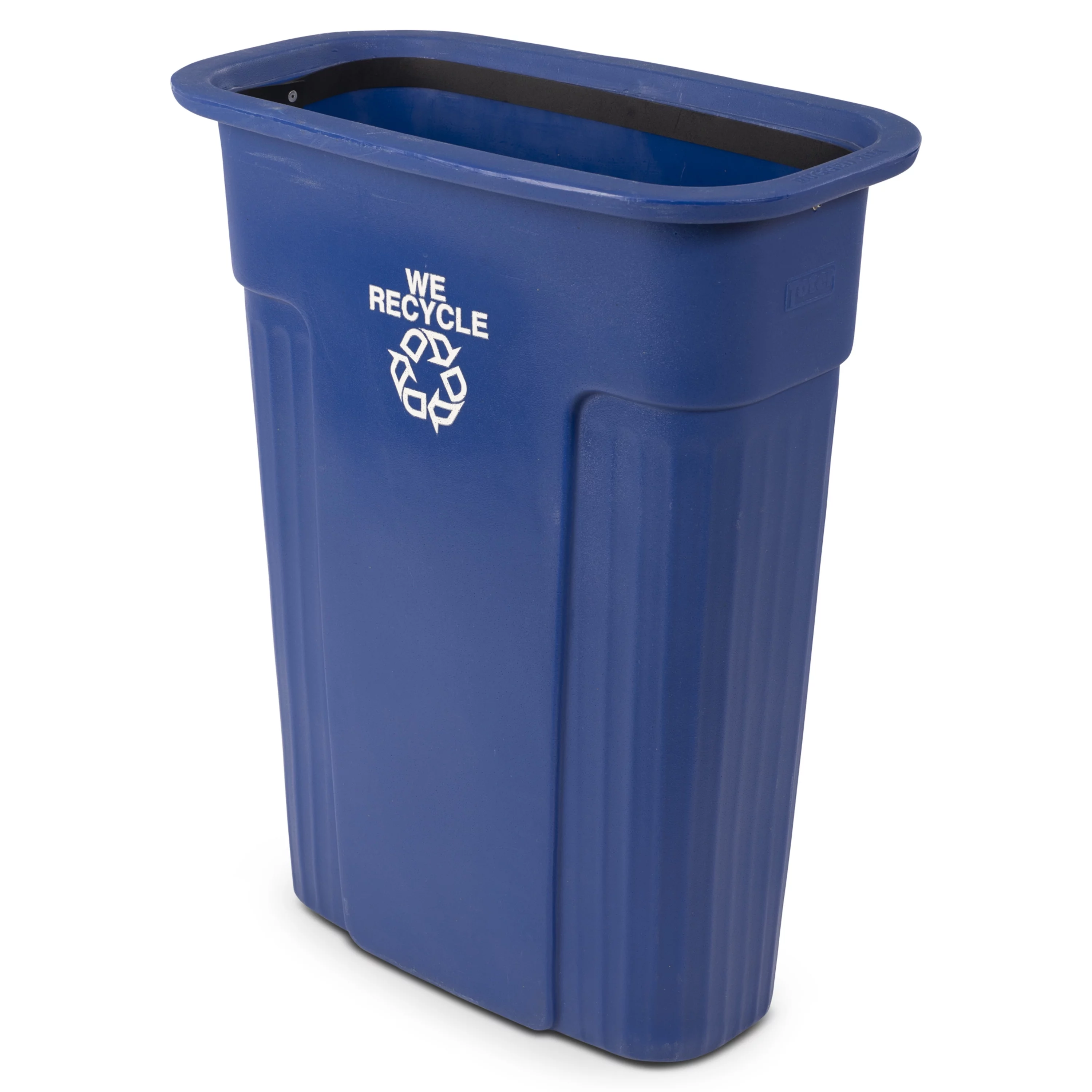 Toter Slimline 23 Gal. Blue Rectangular Recycle Container with Recycle Symbol