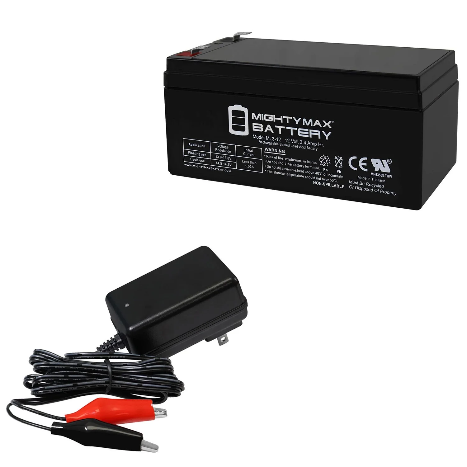 ML3-12 12V 3.4AH REPLACES TORO LAWN MOWER #1068397 BATTERY+ 12V CHARGER