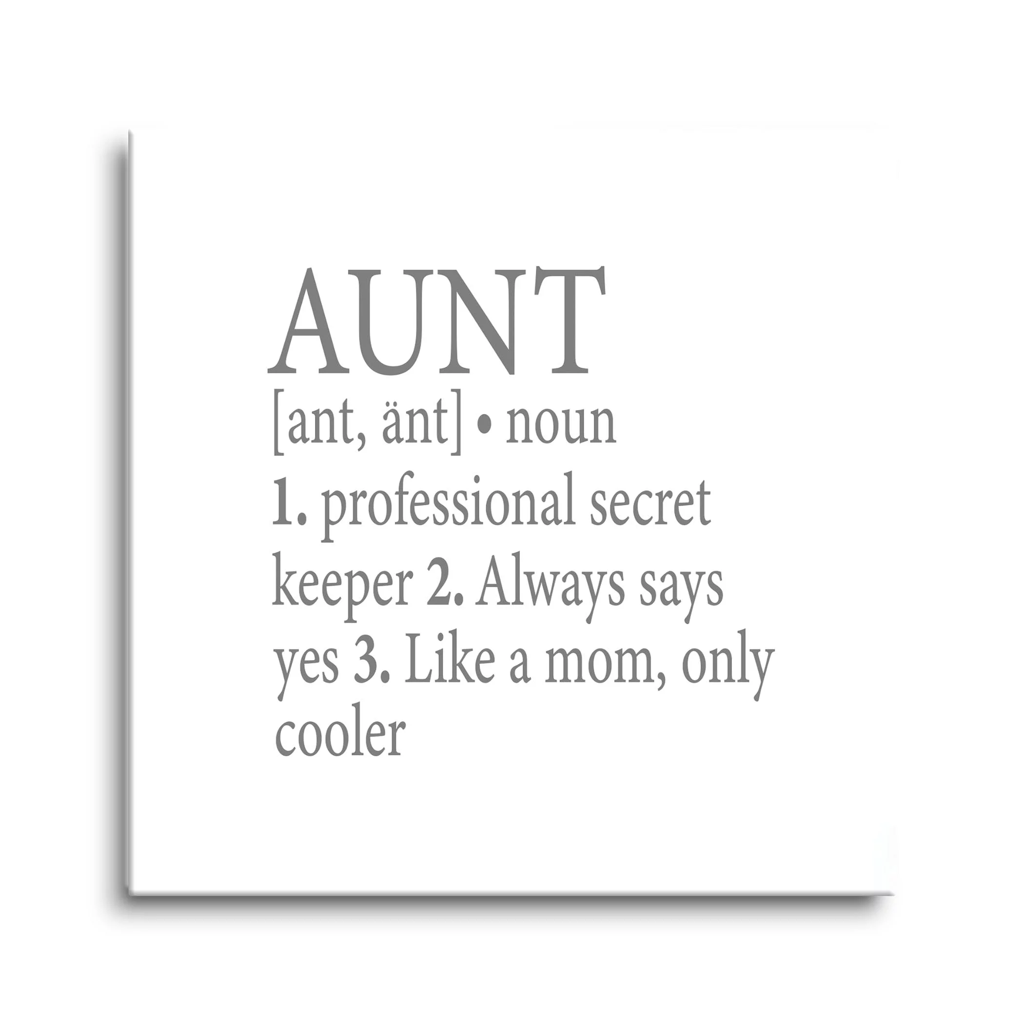 Aunt Secret Keeper Cool Slate Grey Script 12 x 12 Glass Wall Hanging Sign