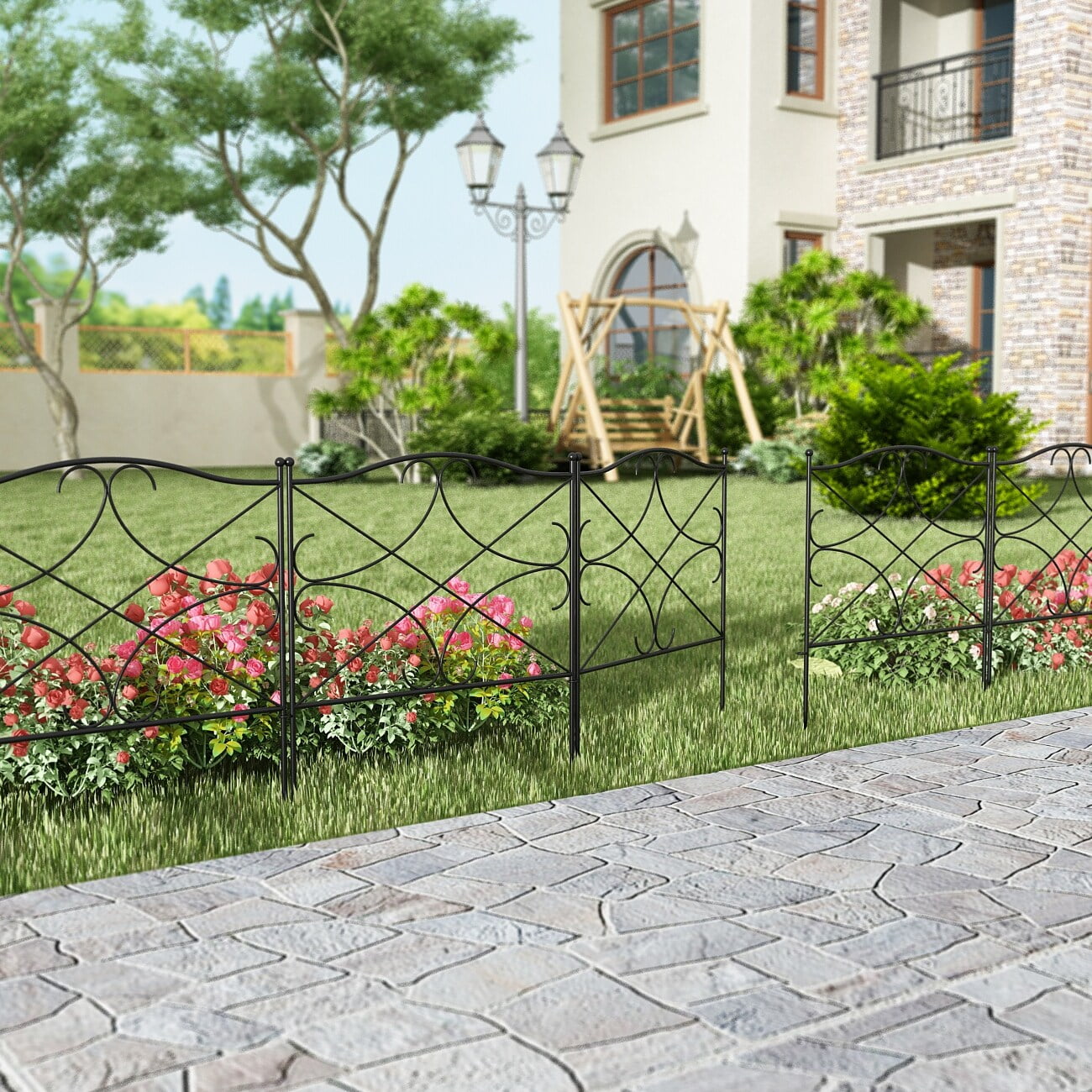 FUFU&GAGA Decorative Garden Fence Feet Outdoor Metal Wire Fence (Set of 10)