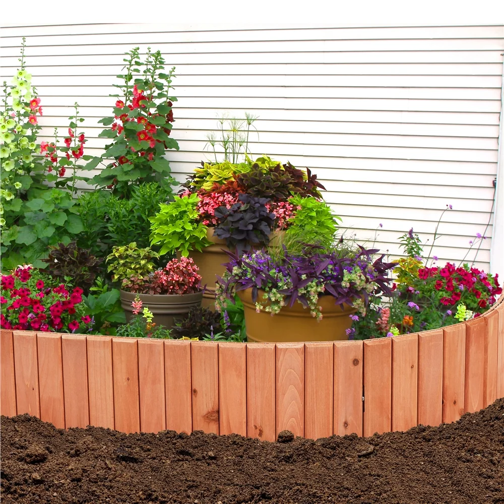 Topeakmart Set of 6 Wooden Short Fence Landscape Border Edging for Decorative Garden, Brown