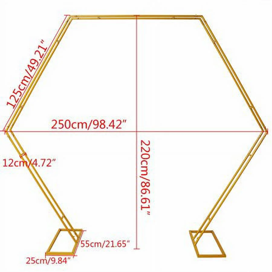 Metal Hexagon Wedding Arch Frame Backdrop Stand Garden Arbor Party Decoration