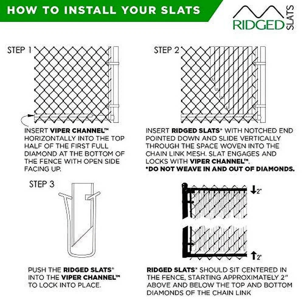 Single Wall Bottom Locking Privacy Slat for 3', 4', 5', 6', 7' and 8' Chain Link Fence (4ft, Black)