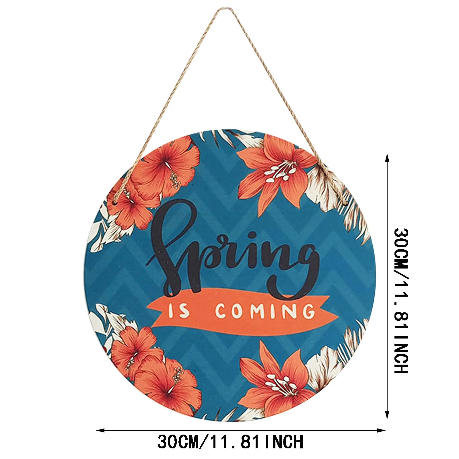 QNFEPKG Spring Garden Wooden Hanging Sign Hello Spring Round Welcome Door Sign Decorative Wood Panel Painting